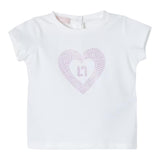 Liu Jo T-Shirt Girocollo Tinta Unita con Stampa Brillantinata Bianco per Neonata