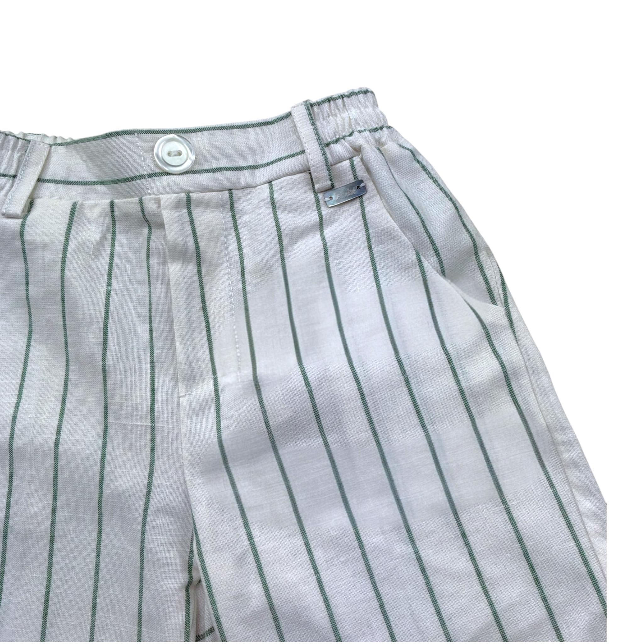 Le Bebe' Bermuda Tinta Unita con Elastico In Vita E Fantasia A Righe per Neonato LBB5343 BIANCO LE BEBE' 