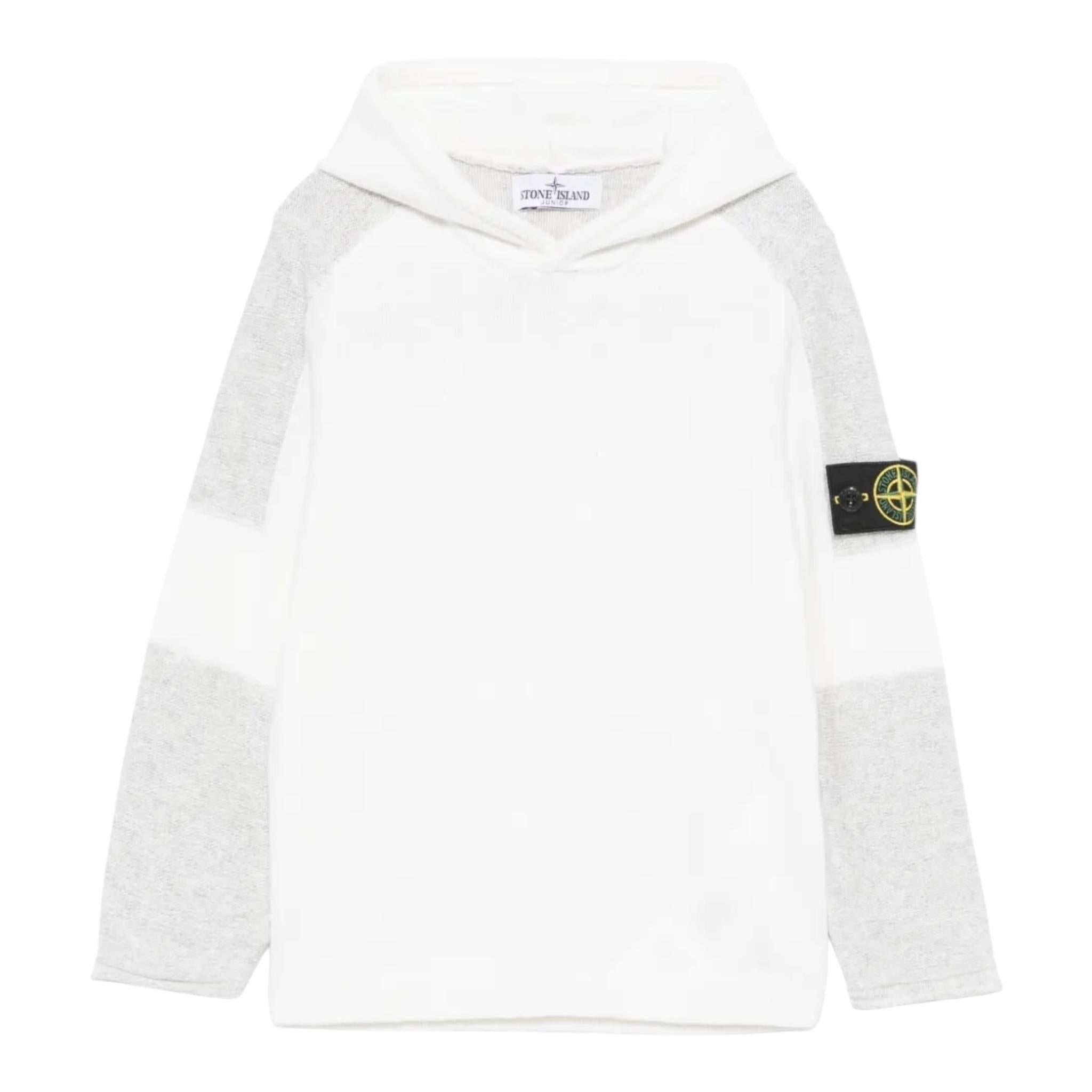 STONE ISLAND maglia bicolore con cappuccio Bianco/grigio per Bambino 8116506Z2 BIANCO/GRIGIO STONE ISLAND 