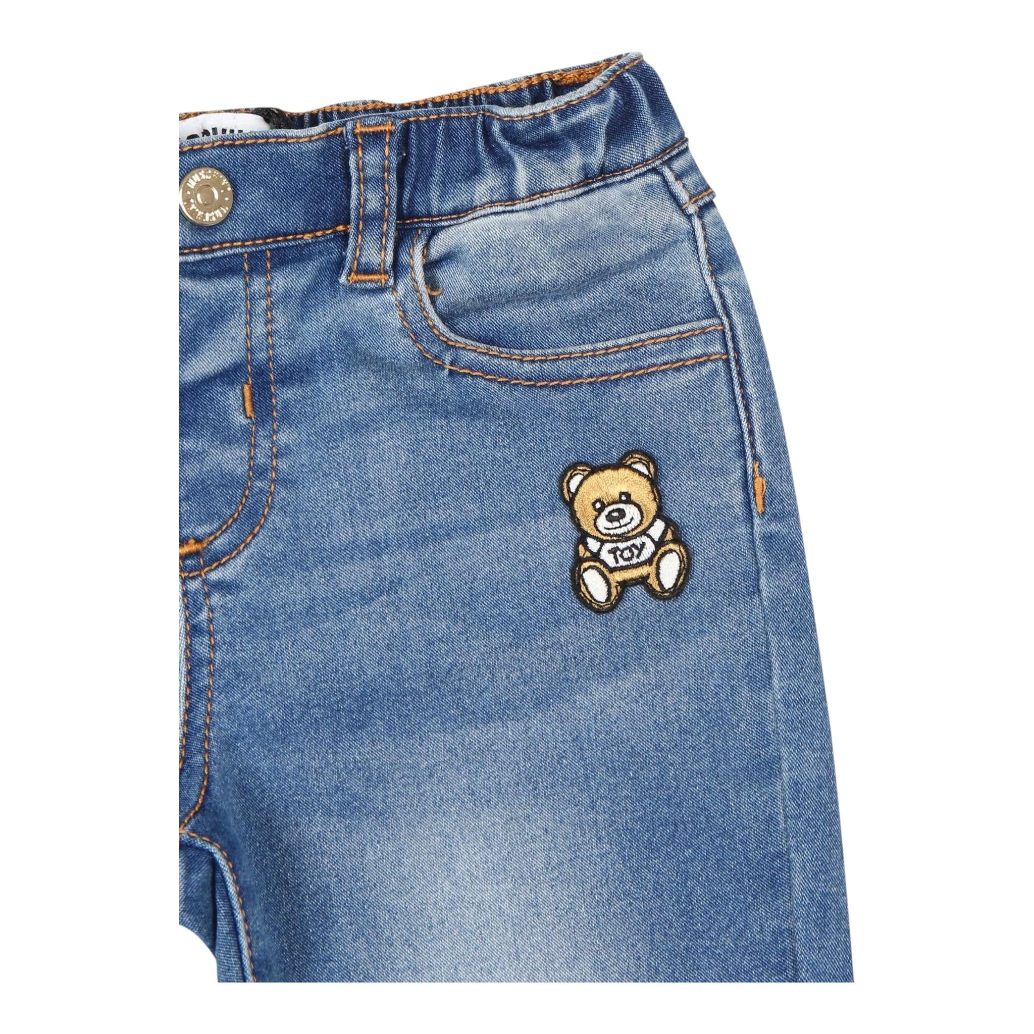 Moschino Jeans Tinta Unita con Elastico In Vita per Bambino MUP05FJX AZZURRO MOSCHINO 