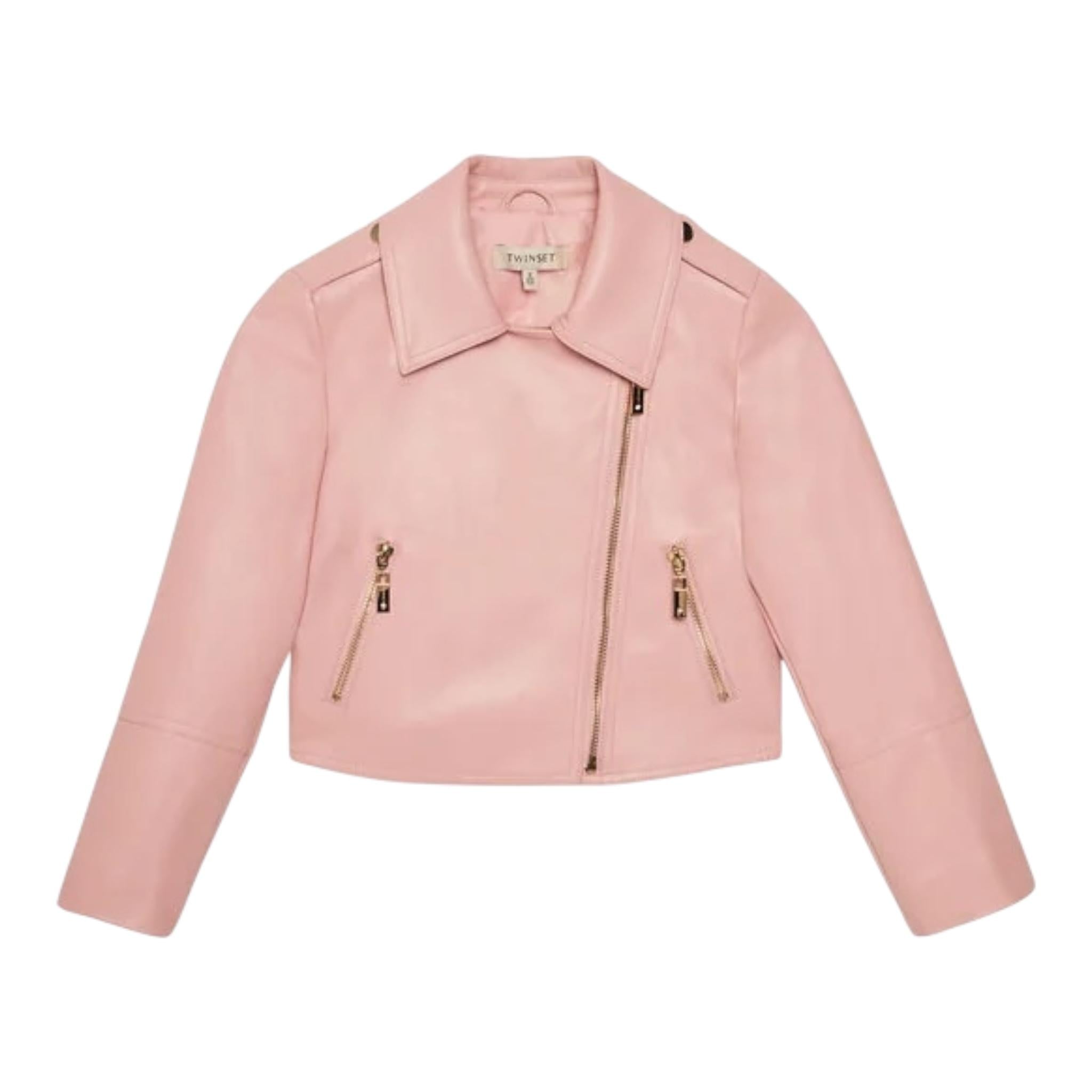 Twinset Giubbino In Ecopelle Tinta Unita con Zip per Bambina 251GJ2561 ROSA TWINSET 