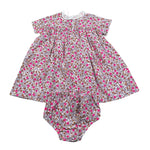 Teddy E Minou Set Abito-Coulotte Tinta Unita con Fantasia Fiori per Neonata E25AB023C0000 BIANCO TEDDY E MINOU 