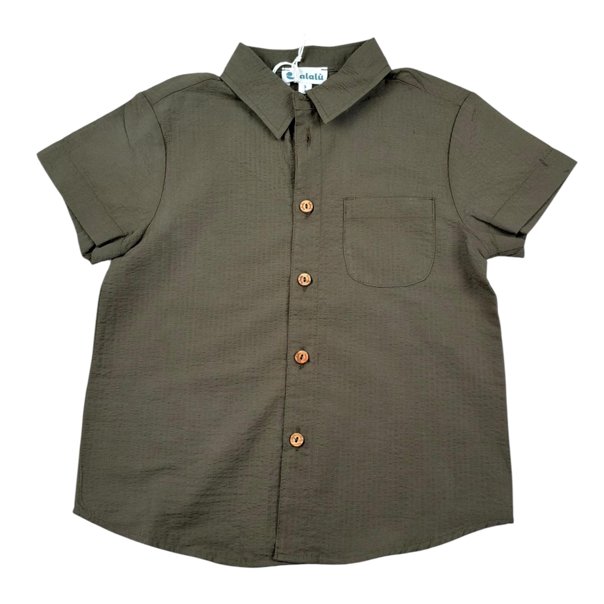 Lalalu' Camicia Mezza Manica tinta unita Verde per Bambino CML150PBX VERDE LALALU' 
