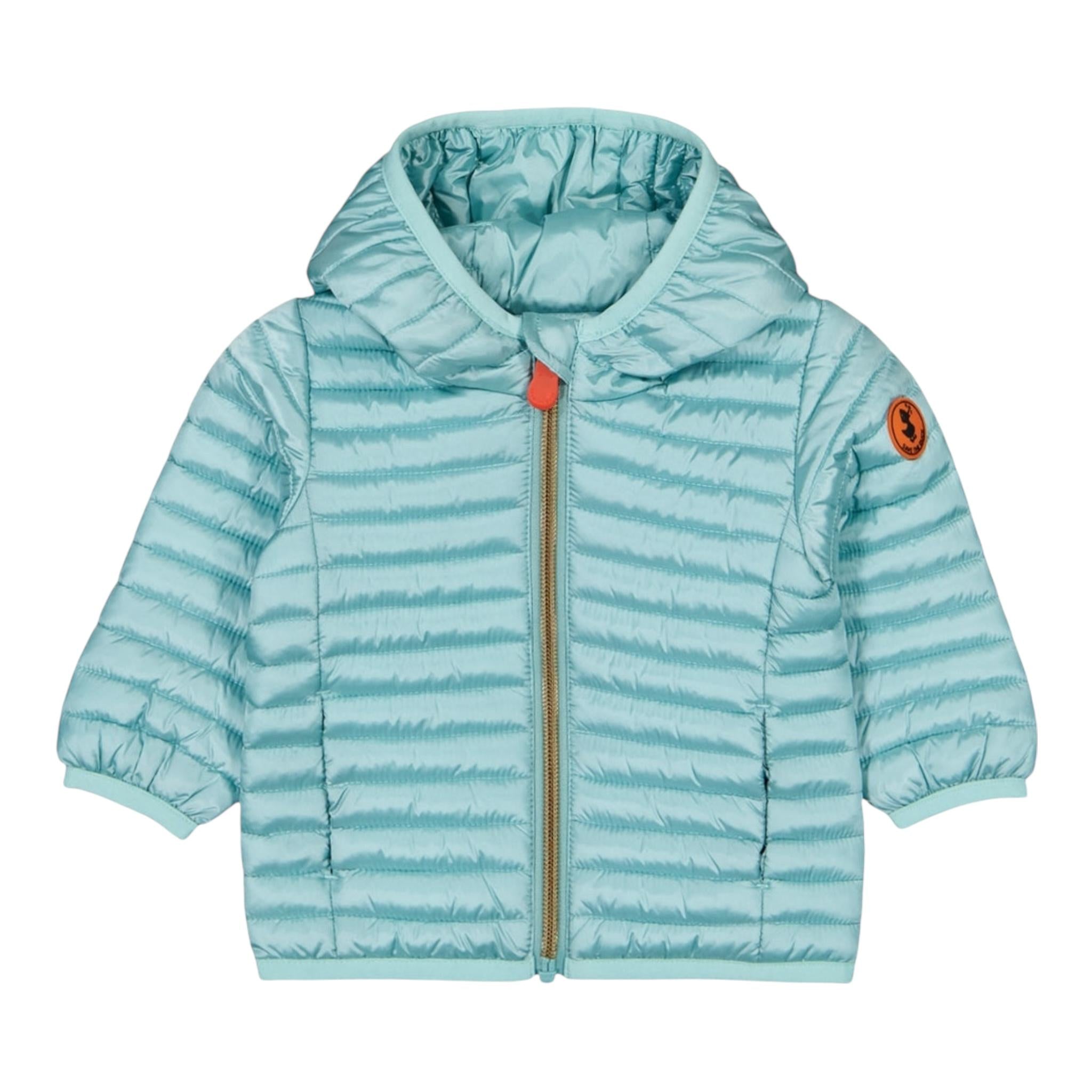 Save The Duck Giubbino Tinta Unita con Zip E Cappuccio per Bambino J32197G VERDE ACQUA SAVE THE DUCK 