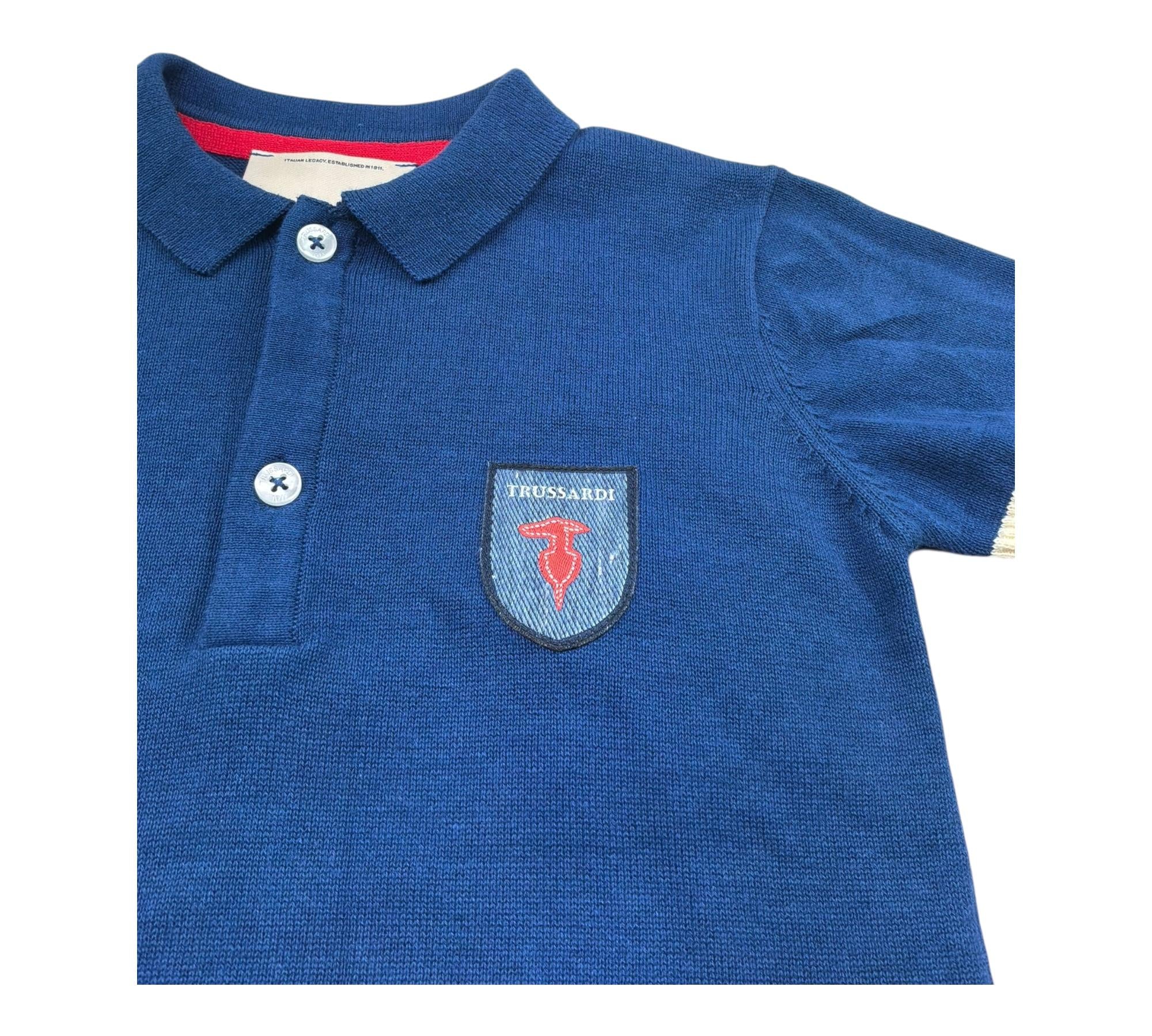 Trussardi Polo Mezza Manica Tinta Unita con Stampa per Bambino TBP26058PO BLU TRUSSARDI 