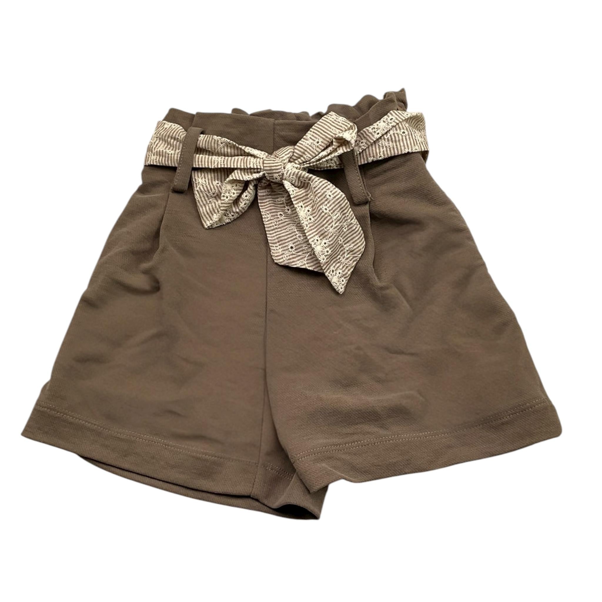 Lalalu' Short Tinta Unita con Cintura per Bambina SHL70PB MARRONE LALALU' 