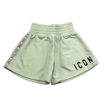 Icon Short In Felpa Tinta Unita con Logo per Bambina IGSH00600 VERDE ACQUA ICON 