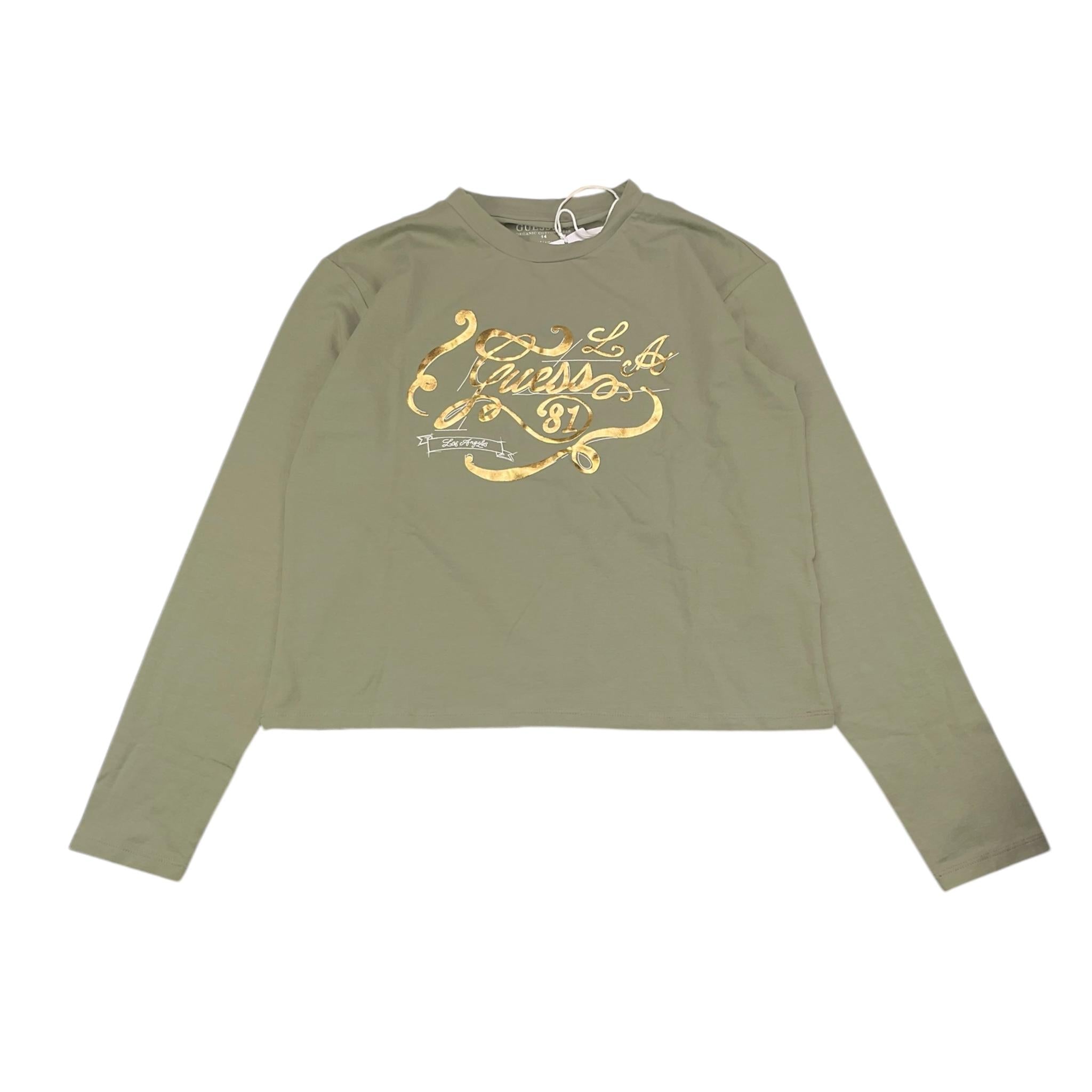 GUESS shirt girocollo tinta unita con stampa Verde per Bambina J4BI01J1314 VERDE GUESS 