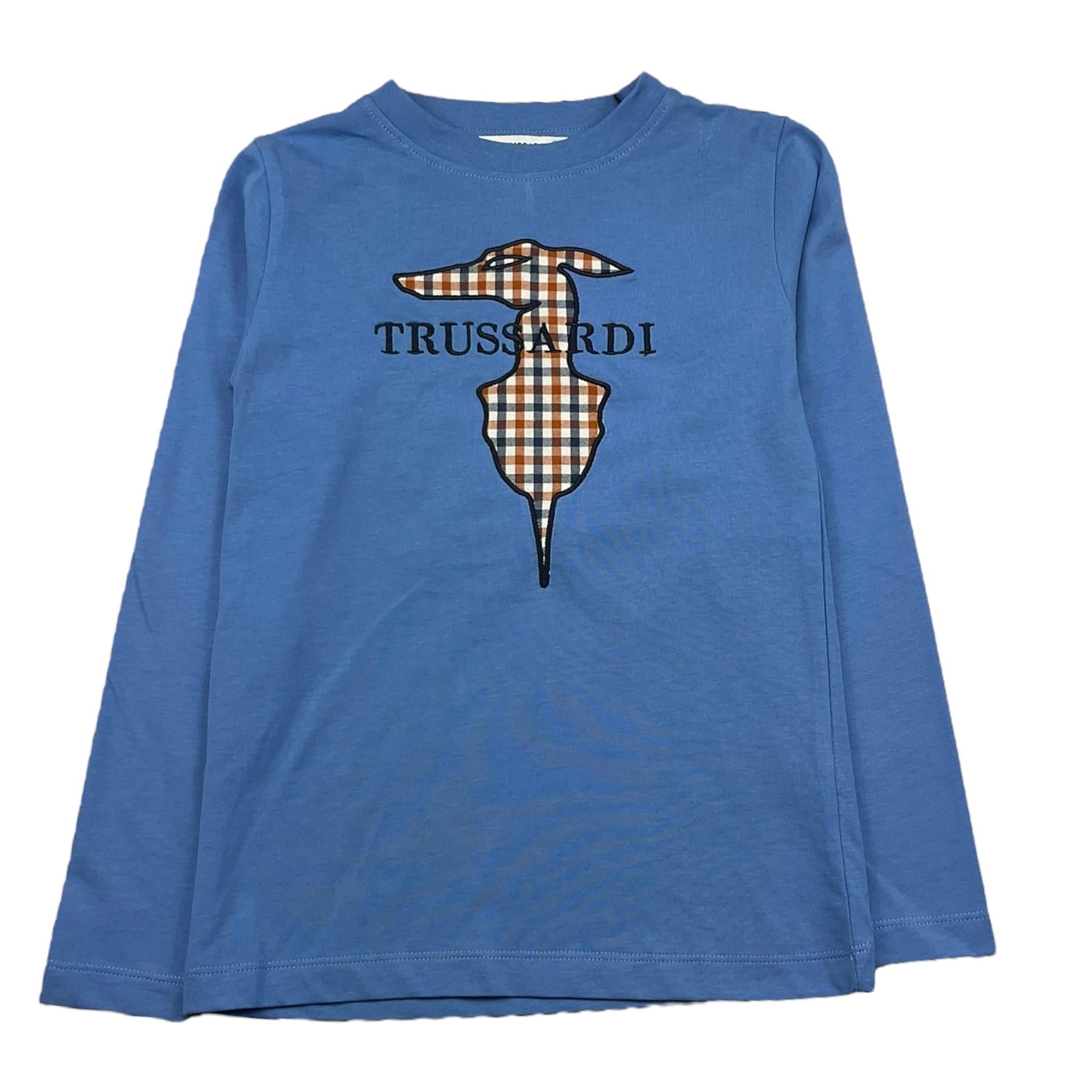 TRUSSARDI shirt girocollo tinta unita con stampa logo Azzurro per Bambino TBA25016 AZZURRO TRUSSARDI 