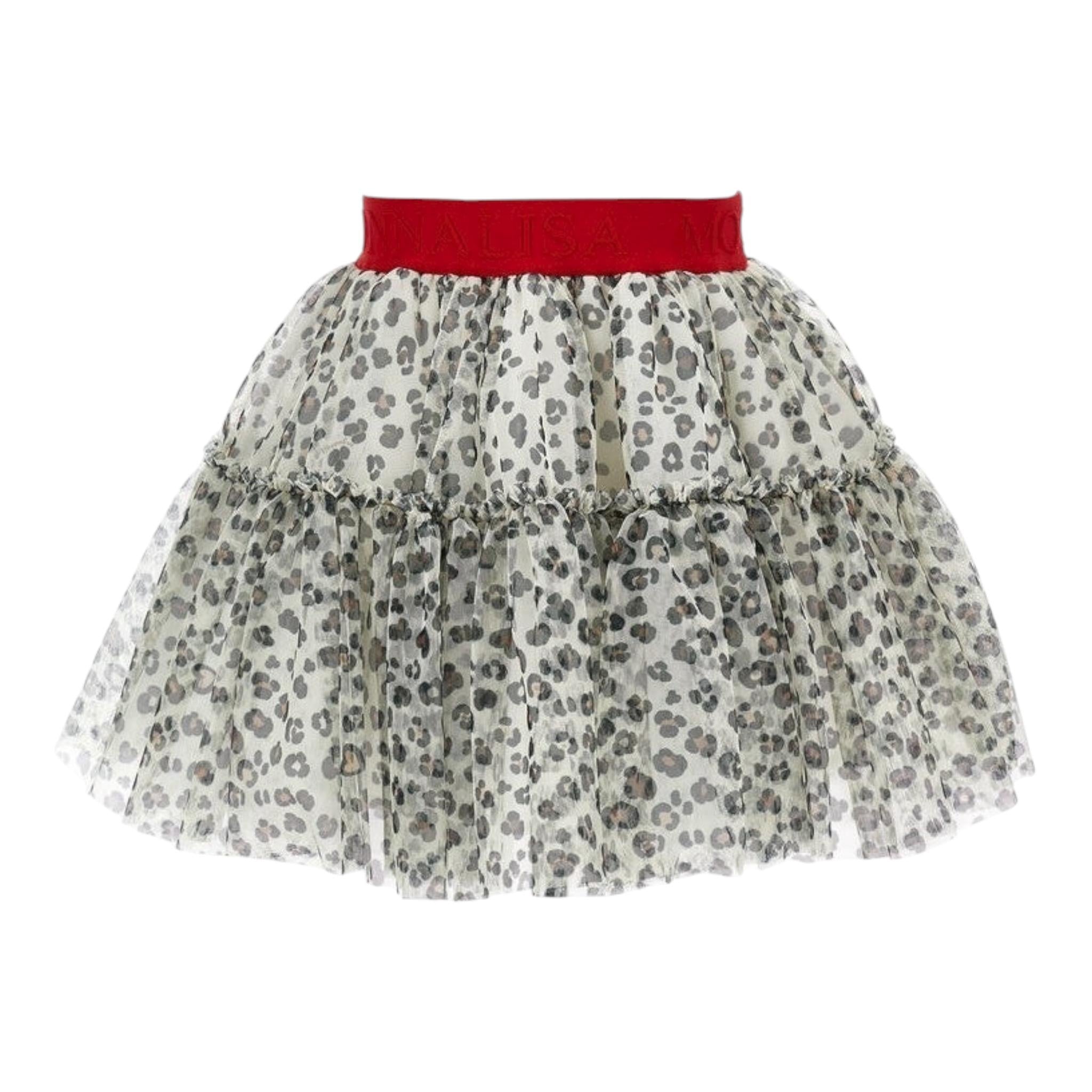 Monnalisa Gonna Tinta Unita con Fantasia Maculata per Bambina 19E706 BEIGE MONNALISA 