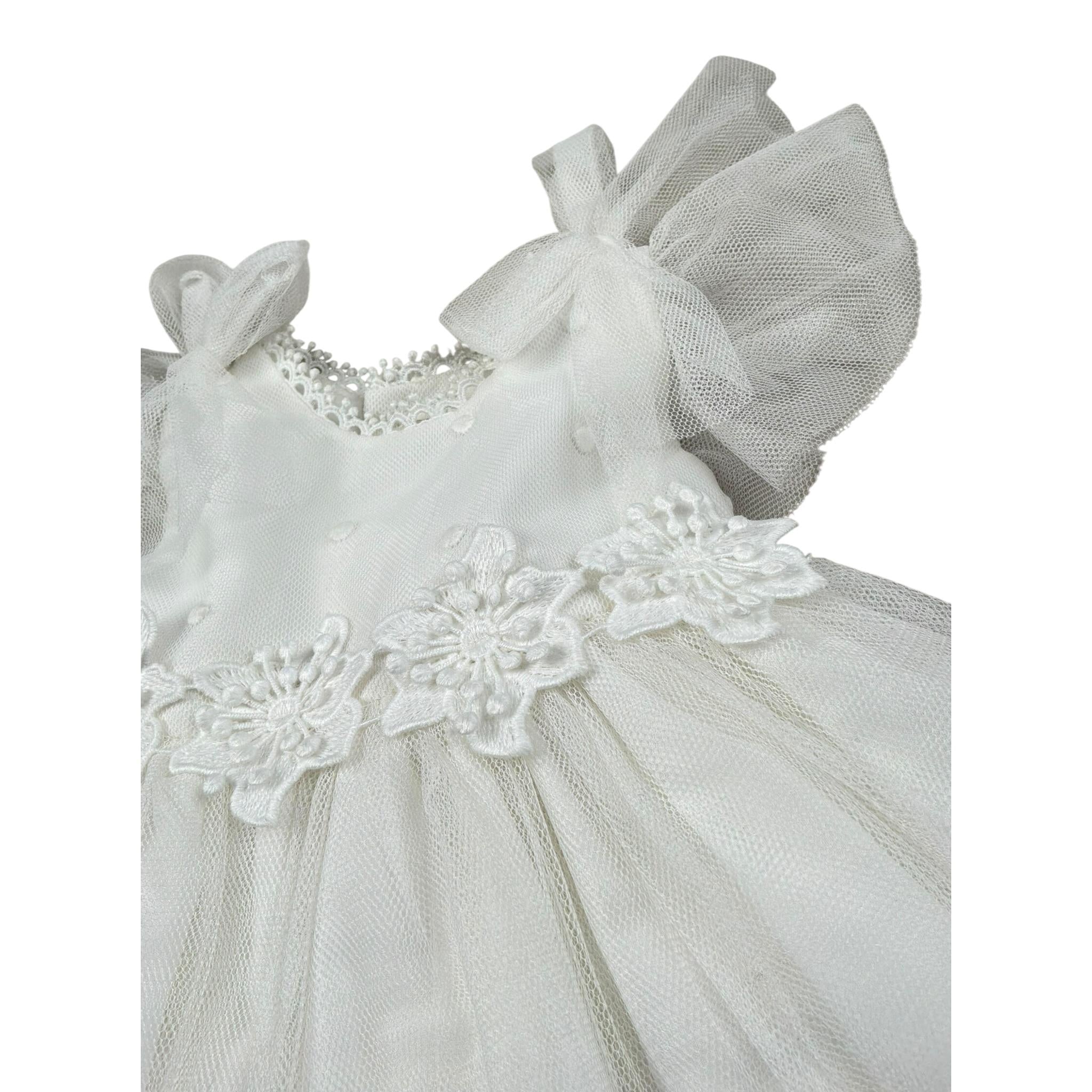 Amaya Abito Giromanica tinta unita con Tulle Bianco per Neonata 591002 BIANCO AMAYA 