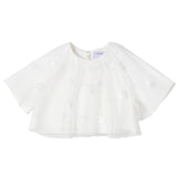 Simonetta Top Mezza Manica Tinta Unita Cn Tulle Bianco Per Bambina