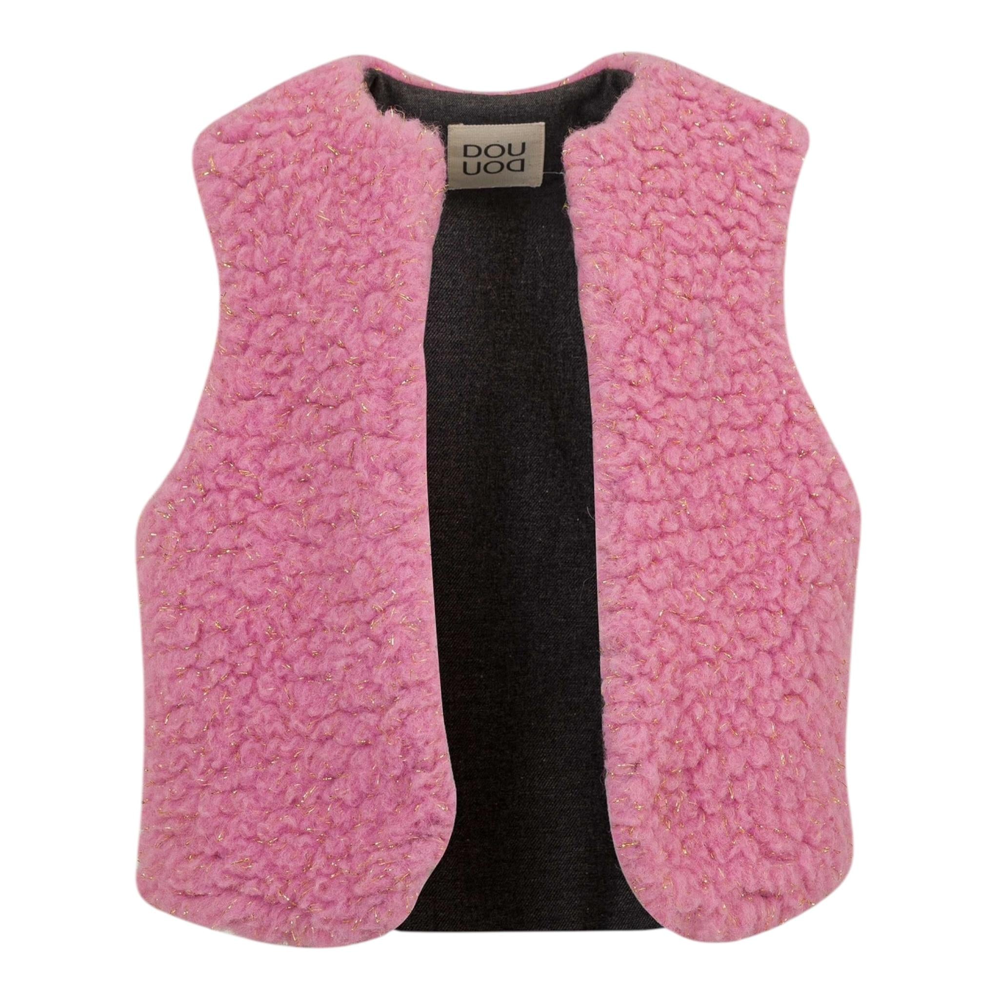 DOU DOU gilet tinta unita con applicazioni Rosa per Bambina DV2A42 ROSA DOU DOU 