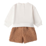 SARABANDA completo 2pz bicolore felpa-short Bianco/cammello per Bambina 0A275 BIANCO/CAMMELLO SARABANDA 
