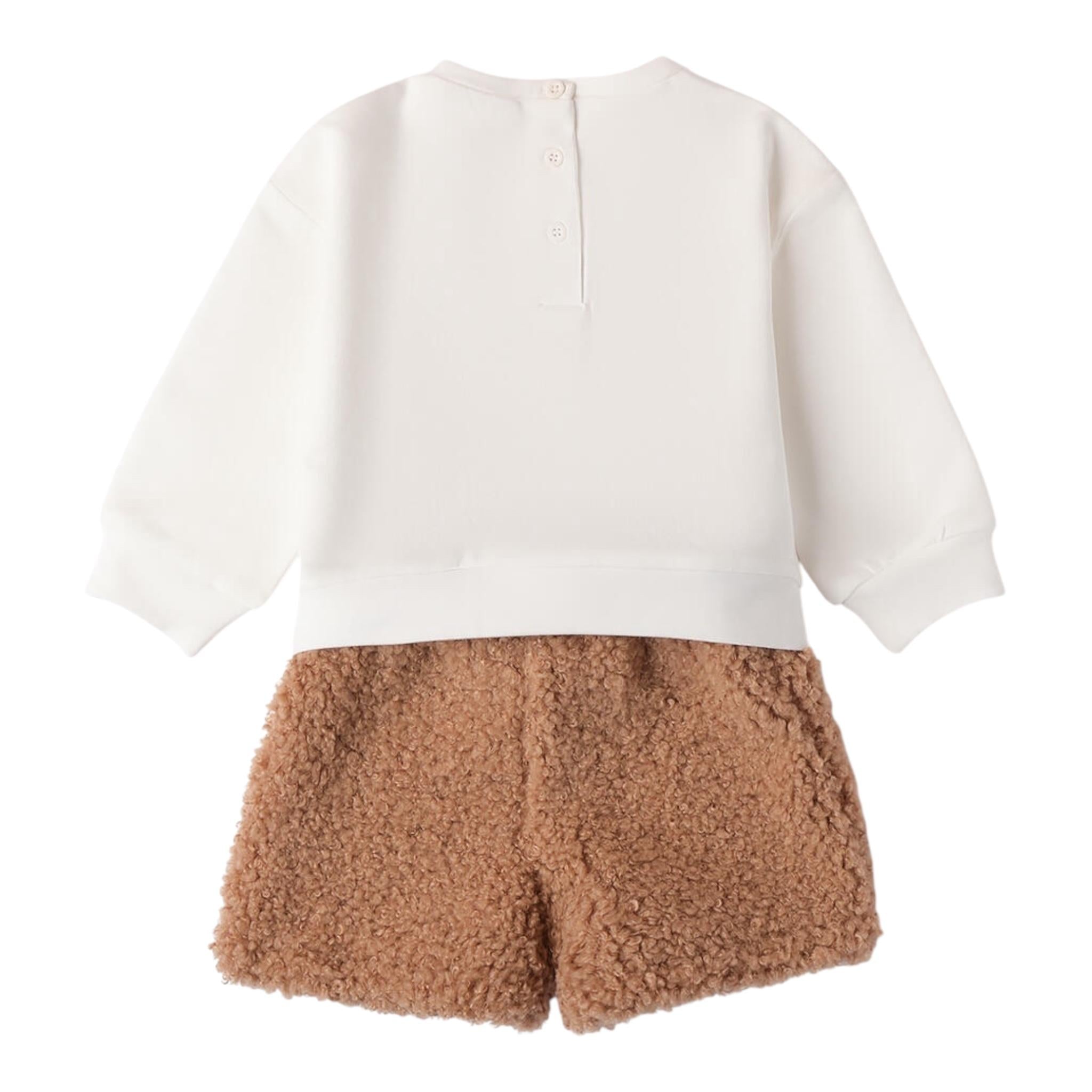 SARABANDA completo 2pz bicolore felpa-short Bianco/cammello per Bambina 0A275 BIANCO/CAMMELLO SARABANDA 