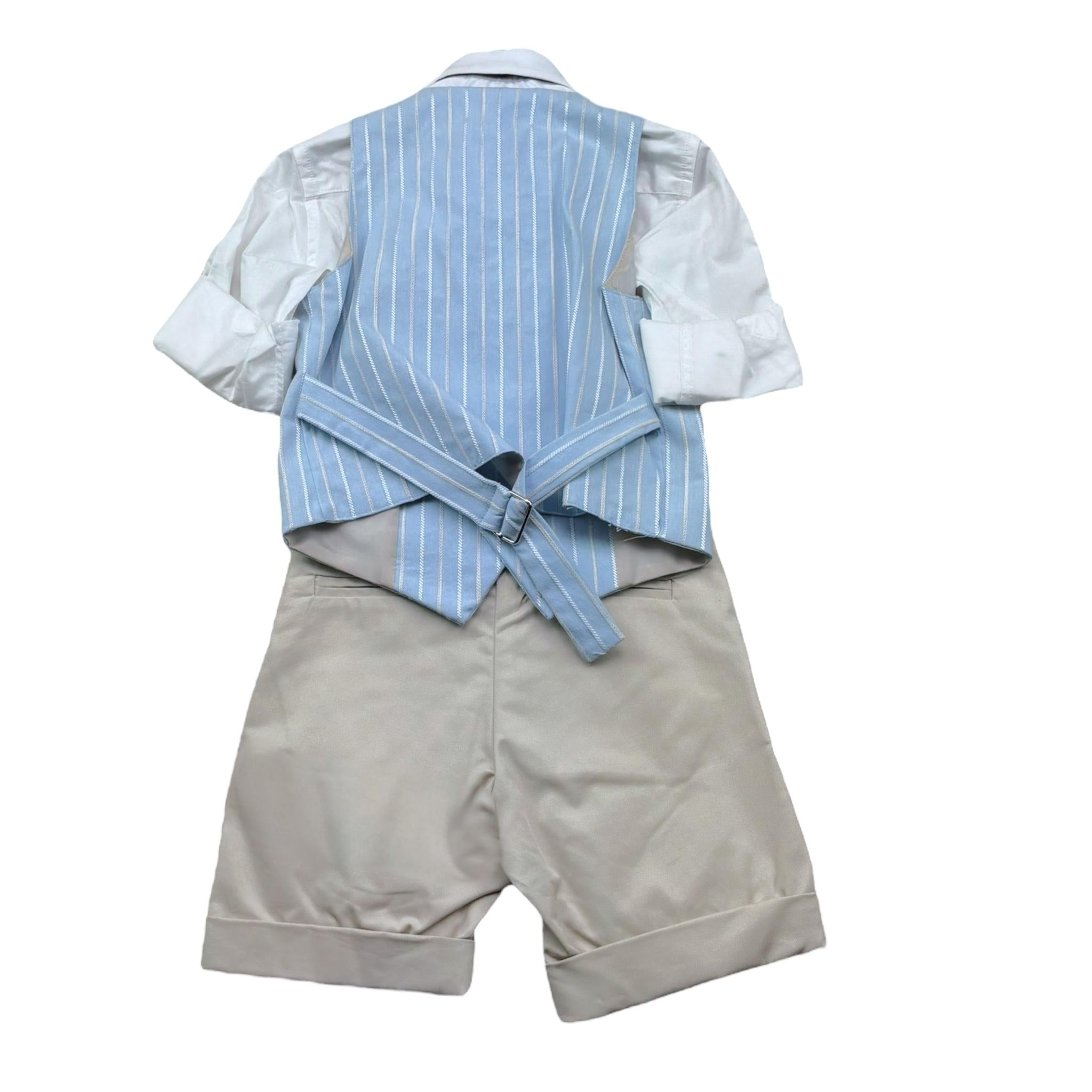 Mai'S Kids Completo 4 Pezzi Bermuda-Gilet-Camicia-Papillions per Neonato COMP0011 AZZURRO MAI'S KIDS 