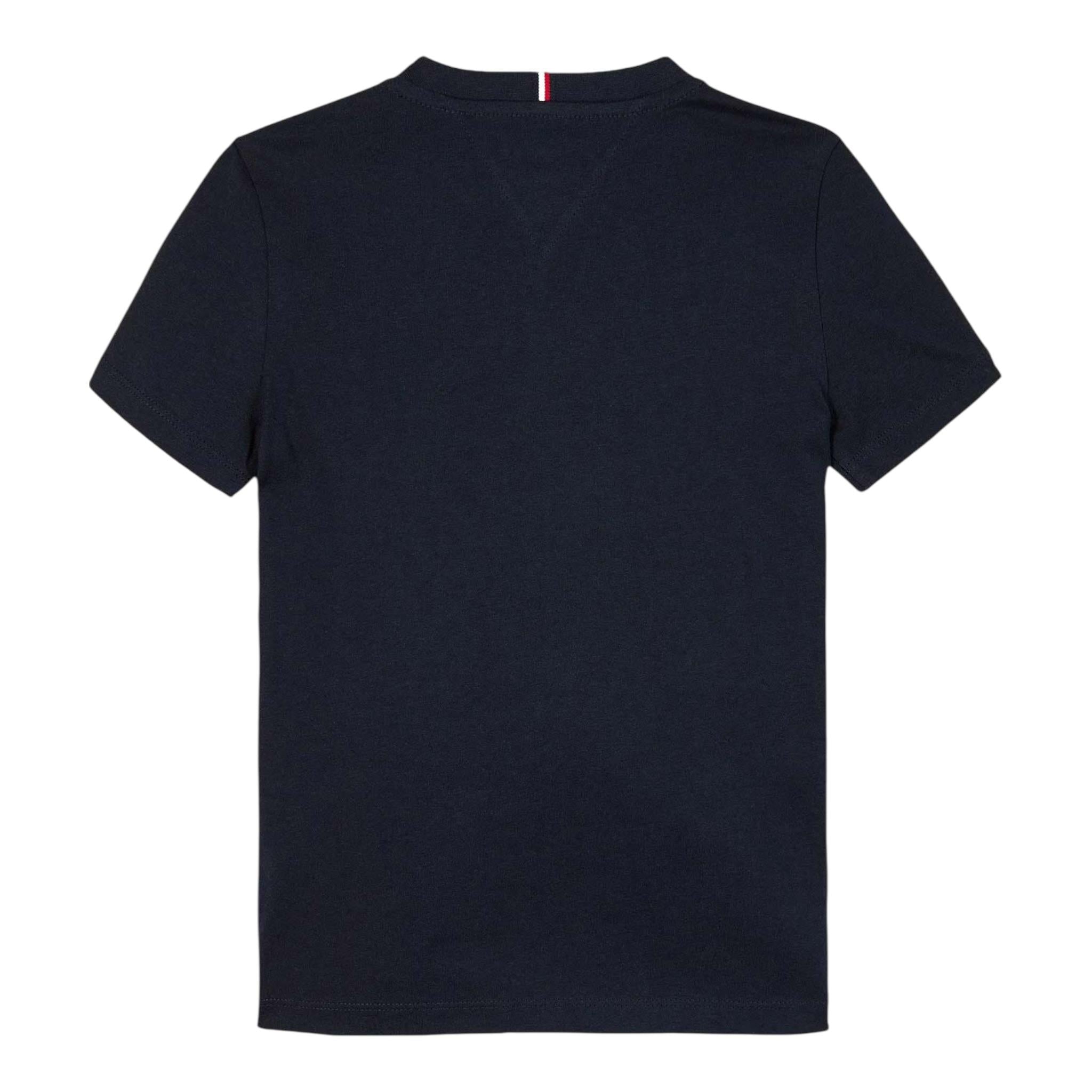 Tommy Hilfiger T-Shirt Girocollo Tinta Unita con Logo per Bambino KB0KB09538XX NERO TOMMY HILFIGER 