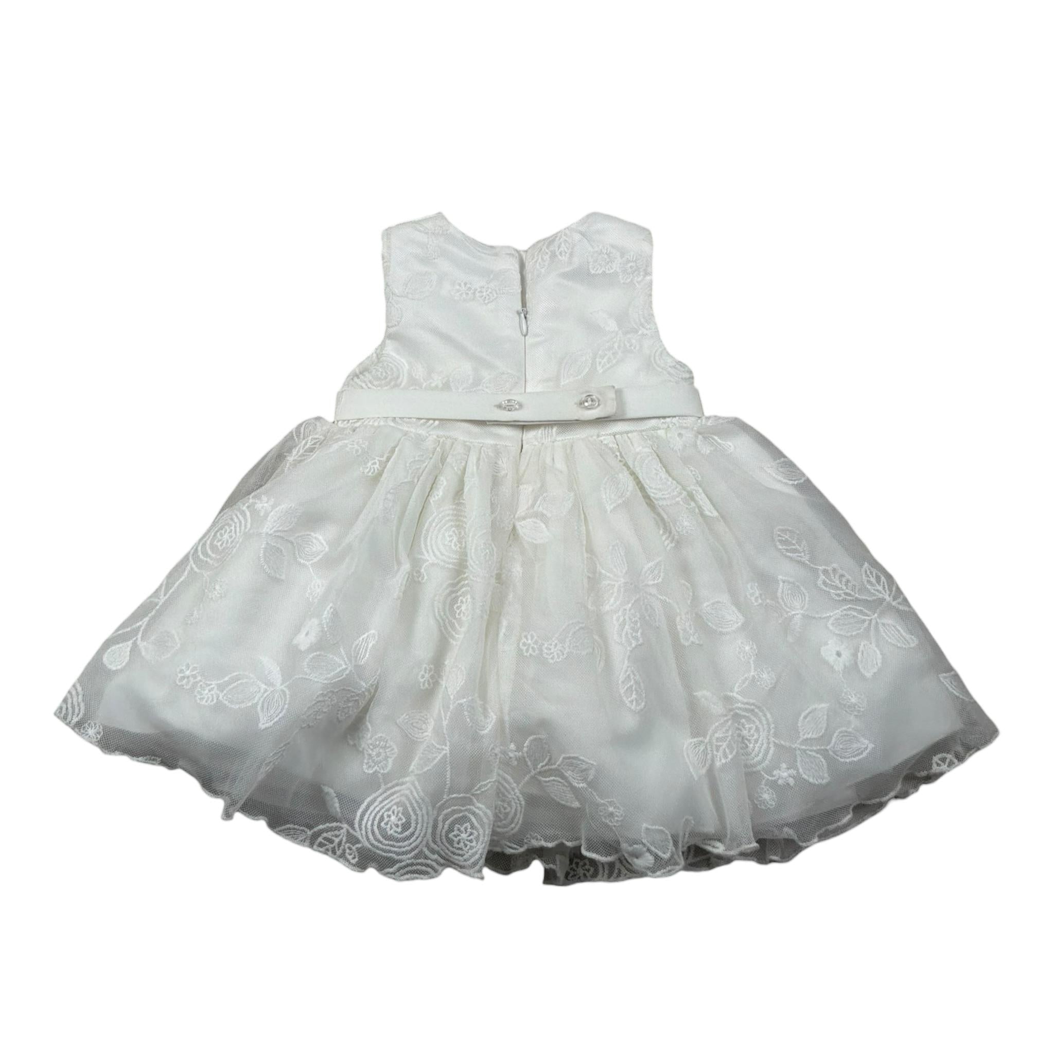 Mini Banda Abito Cerimonia Giromanica Tinta Unita per Neonata 35732 BIANCO MINI BANDA 