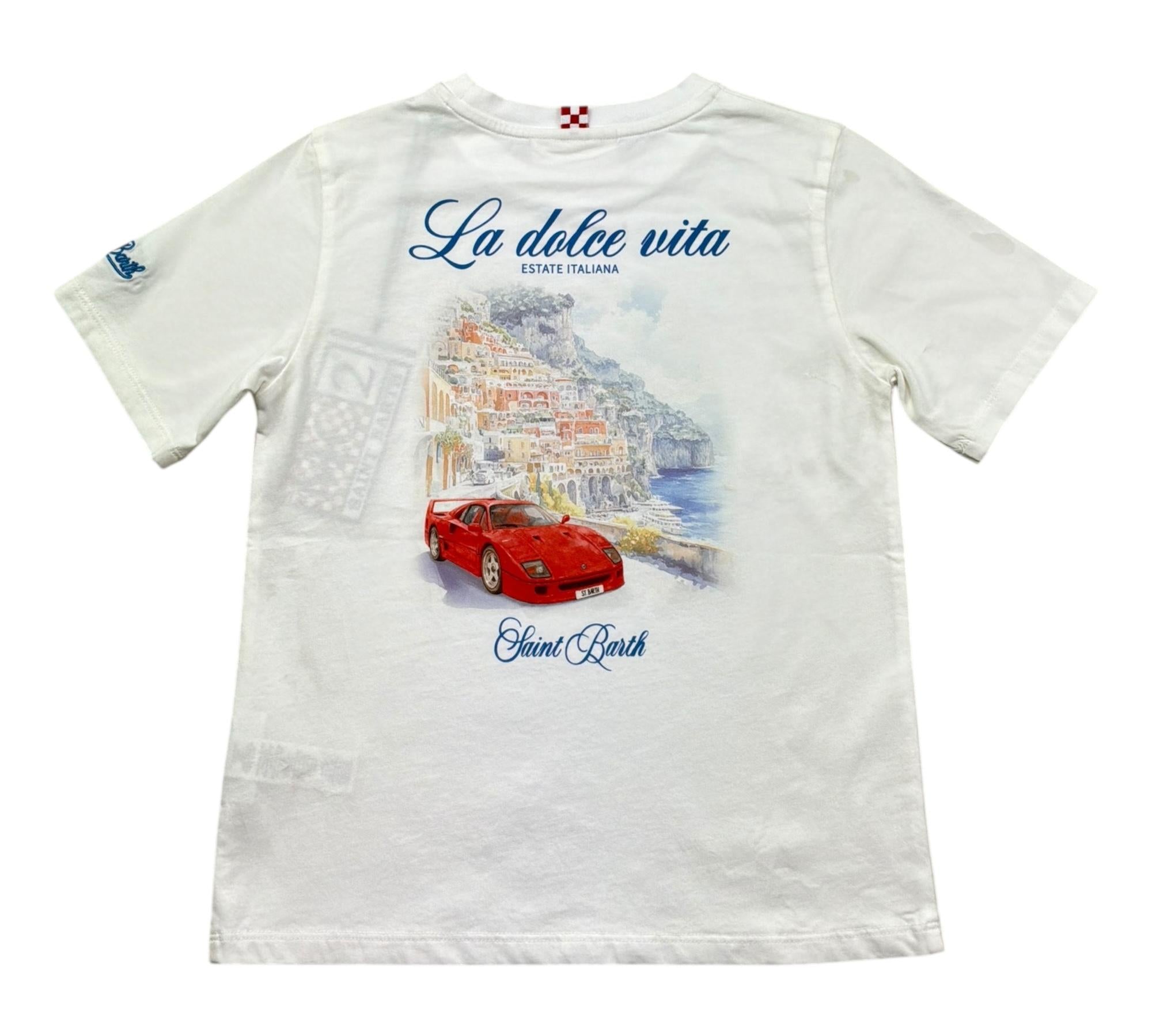 Saint Barth T-Shirt Girocollo Tinta Unita con Stampa per Bambino PORTLANDJR BIANCO SAINT BARTH 