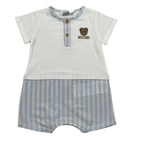 Moschino Pagliaccetto Bicolore Mezza Manica per Neonato MUY08Z BIANCO MOSCHINO 