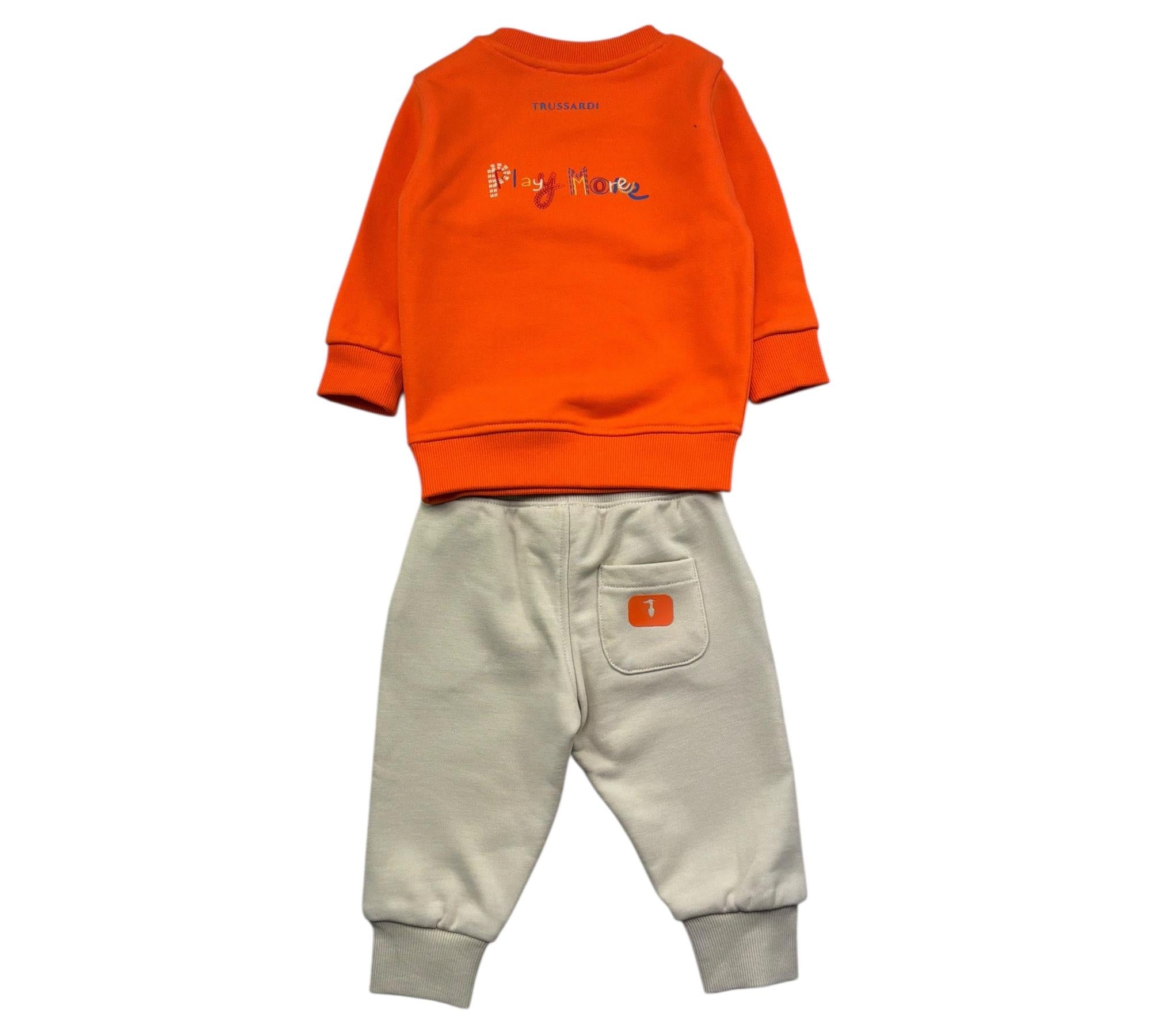 Trussardi Completo 2 Pezzi Felpa-Pantalone Bicolore per Neonato TIP26077CF ARANCIONE/BEIGE TRUSSARDI 