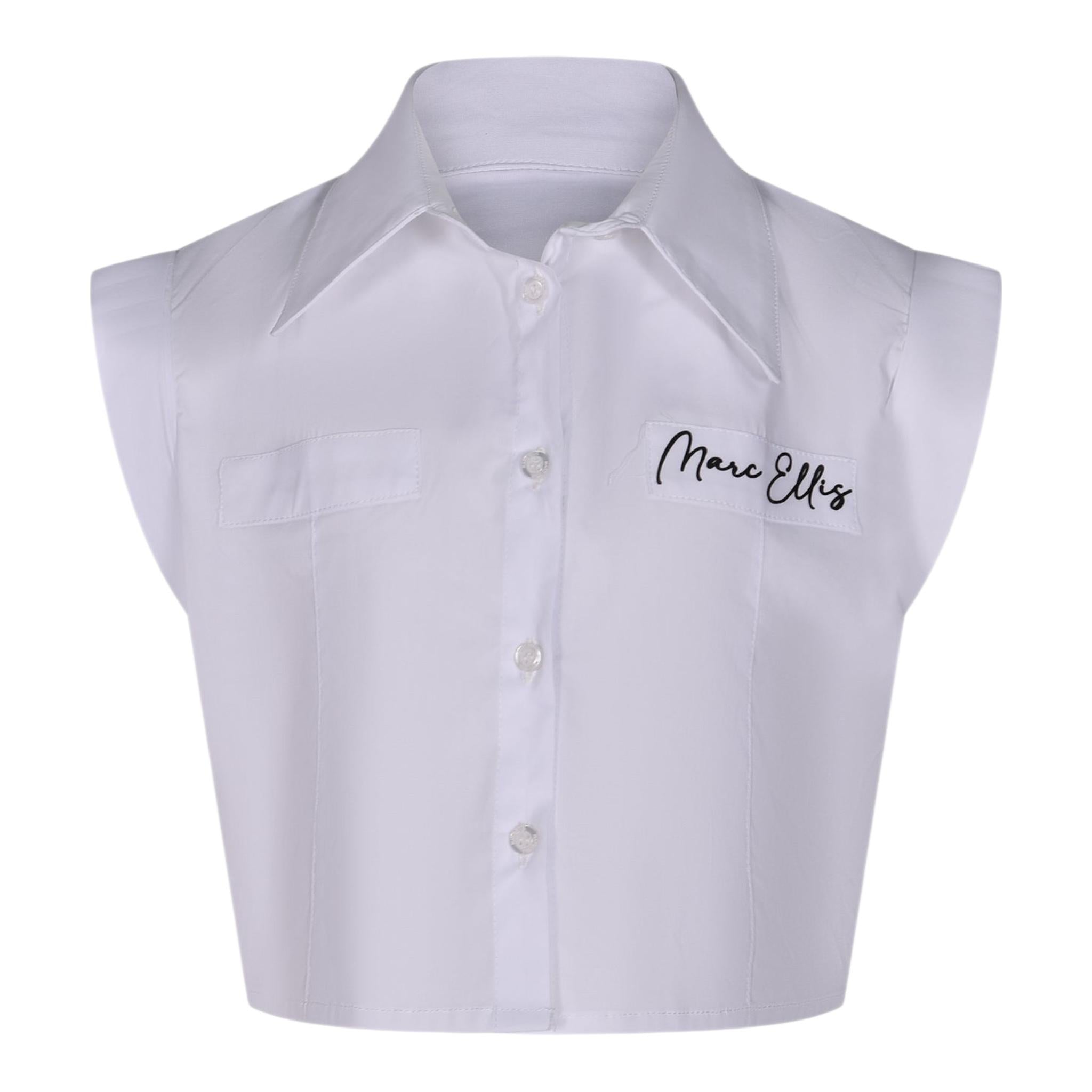 Marc Ellis Camicia Mezza Manica Tinta Unita con Logo per Bambina JMJSH01176 BIANCO MARC ELLIS 
