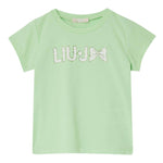 Liu Jo T-Shirt Girocollo Tinta Unita con Brillantini per Bambina KA5081X VERDE LIU JO 