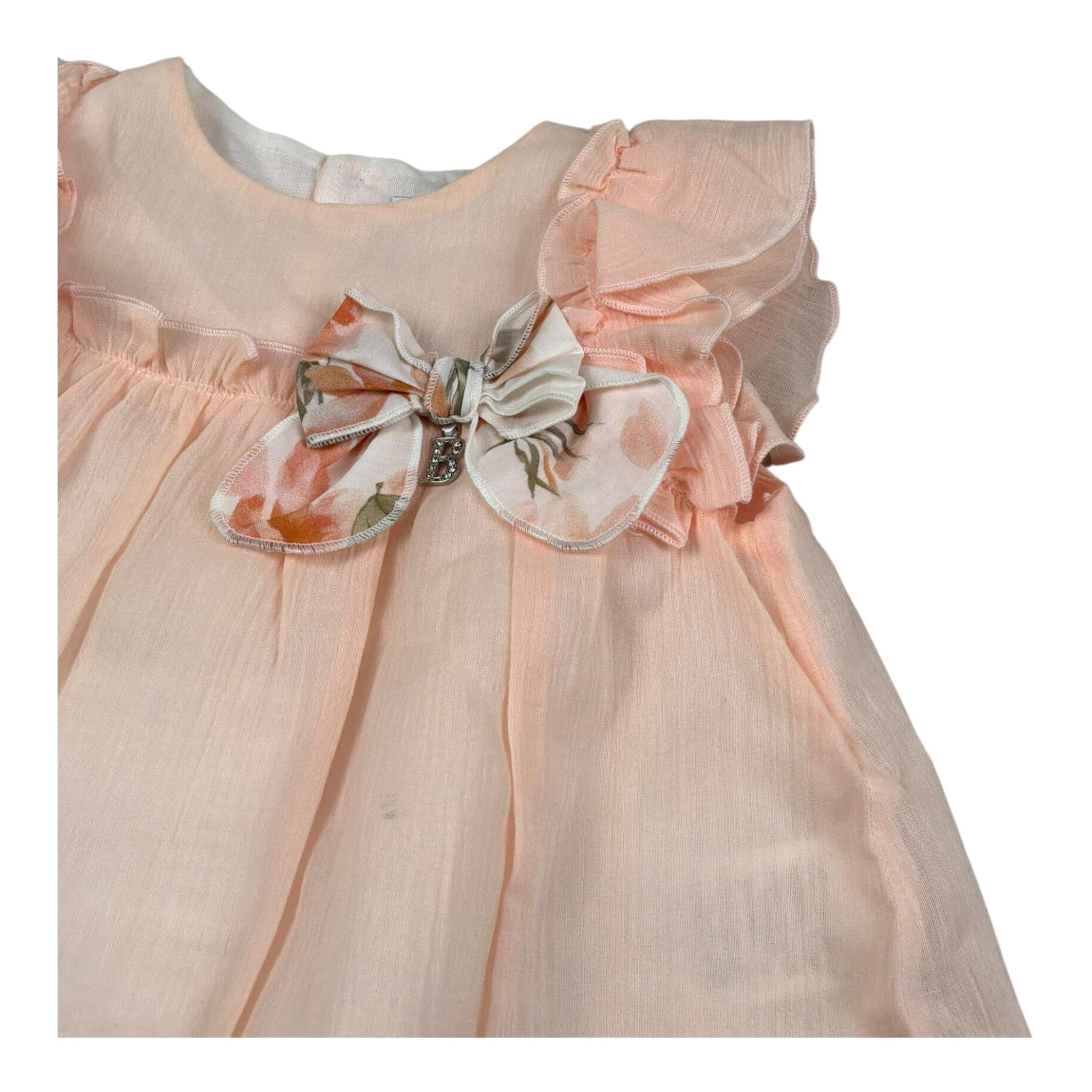 Barcellino Completo 2 Pezzi Abito-Culotte Bicolore  per Neonata 121505X PESCA BARCELLINO 