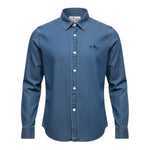 Saint Barth Camicia Tinta Unita In Denim per Bambino 00614L BLU SAINT BARTH 