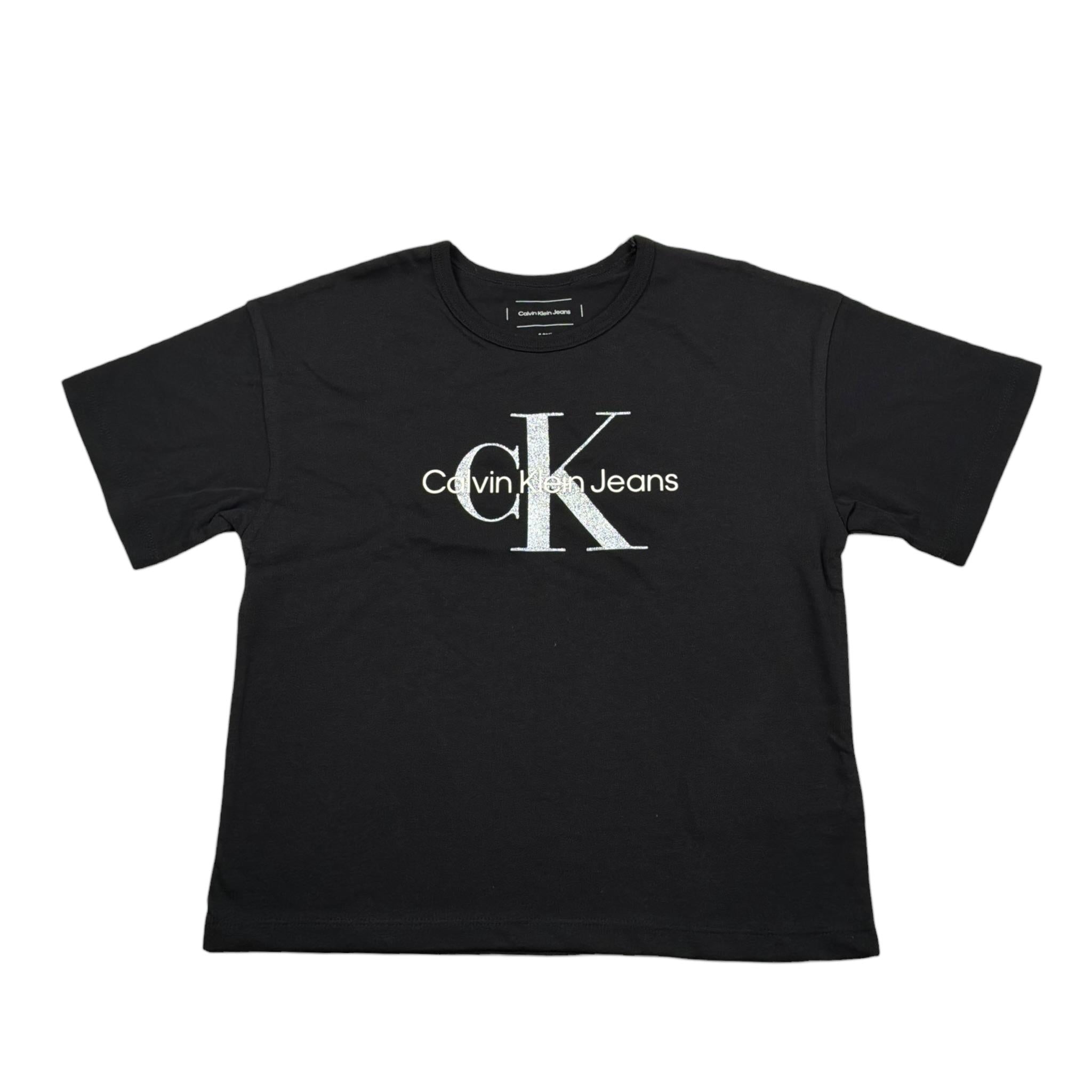 Calvin Klein T-Shirt Girocollo Tinta Unita con Logo per Bambina IG0IG02801X NERO CALVIN KLEIN 