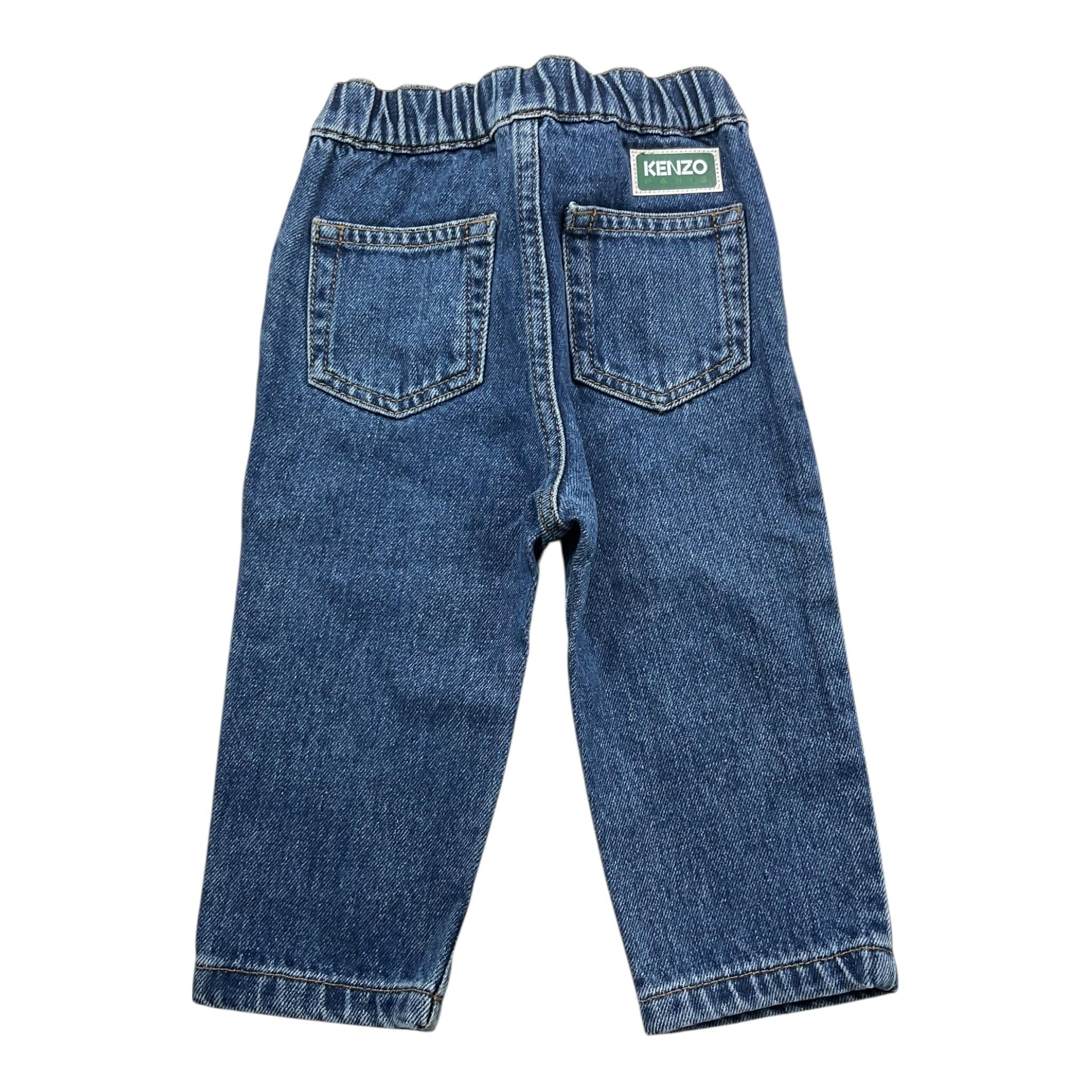 Kenzo Jeans Tinta Unita con Elastico In Vita per Neonato K60506 BLU KENZO 