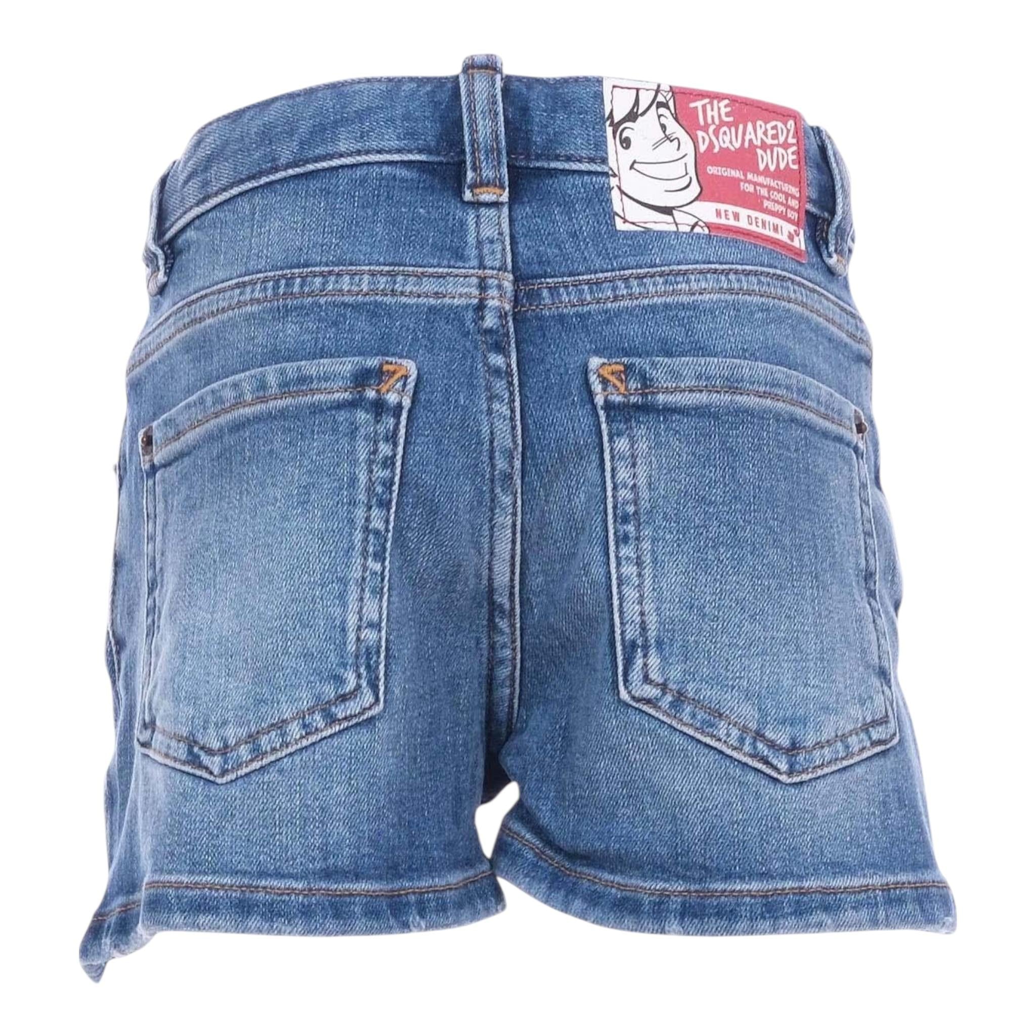 Dsquared2 Short In Denim Tinta Unita per Bambina DQ0787 BLU DSQUARED2 