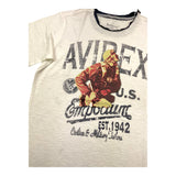 Avirex C&Mt T-Shirt Girocollo Tinta Unita con Stampa In Contrasto Bianco per Bambino
