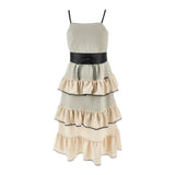 Monnalisa Abito Tinta Unita con Ruches per Bambina 41E905 BEIGE MONNALISA 