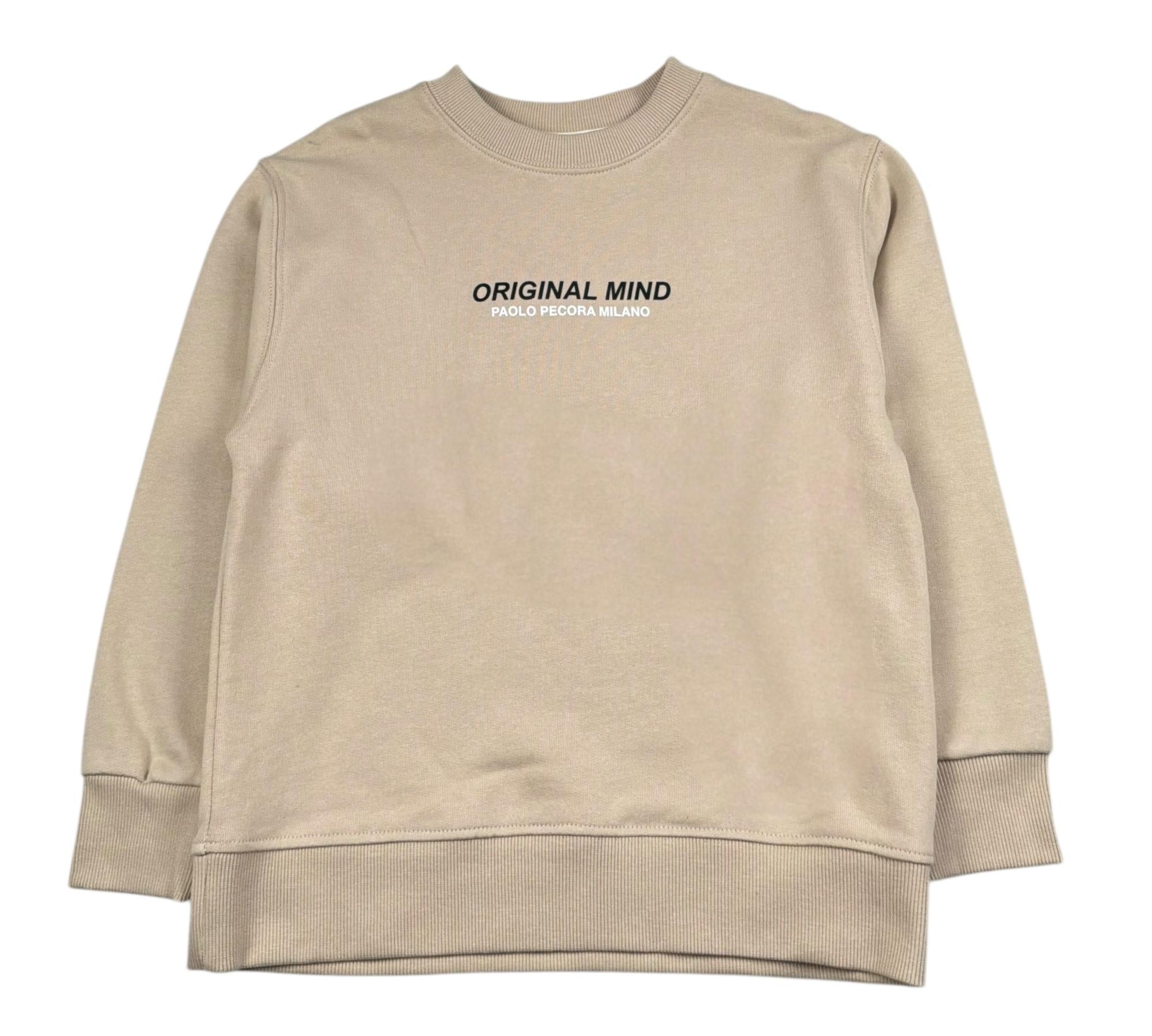 Paolo Pecora Felpa Chiusa Girocollo Tinta Unita con Stampa per Bambino PP4360 BEIGE PAOLO PECORA 