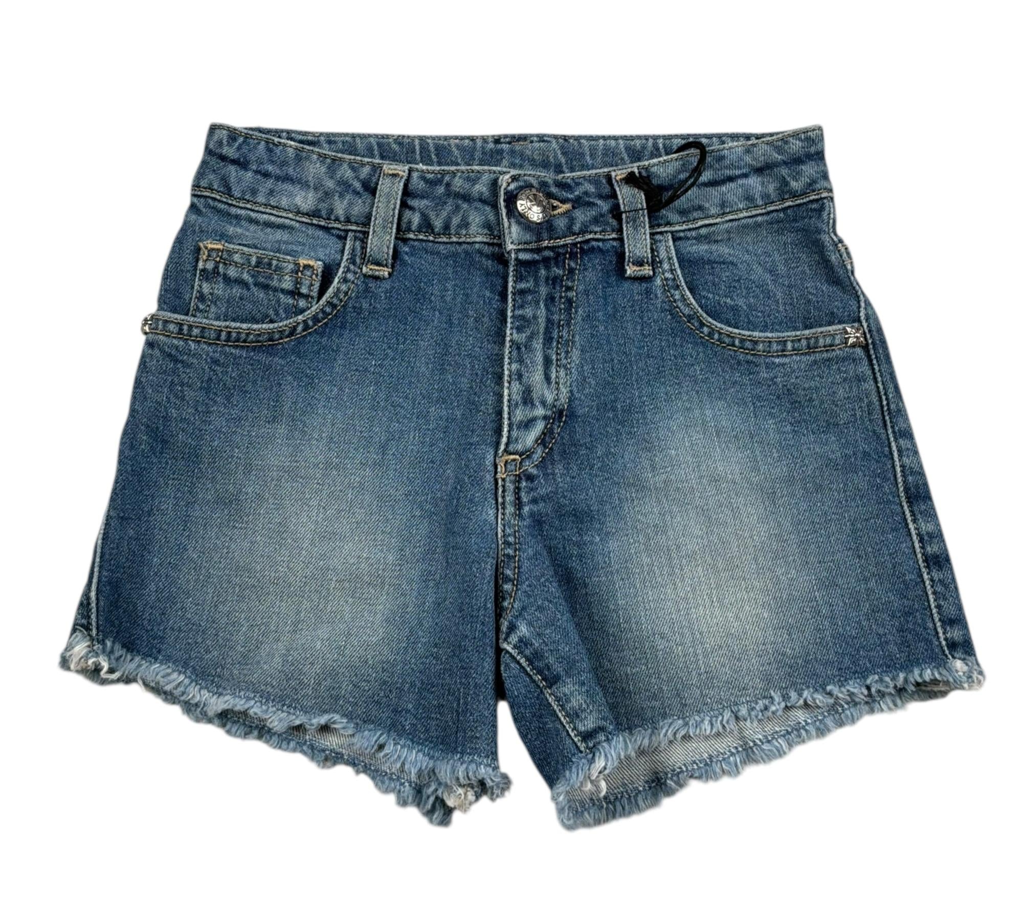 John Richmond Short In Denim Tinta Unita con Logo per Bambina RGP26147SH BLU JOHN RICHMOND 