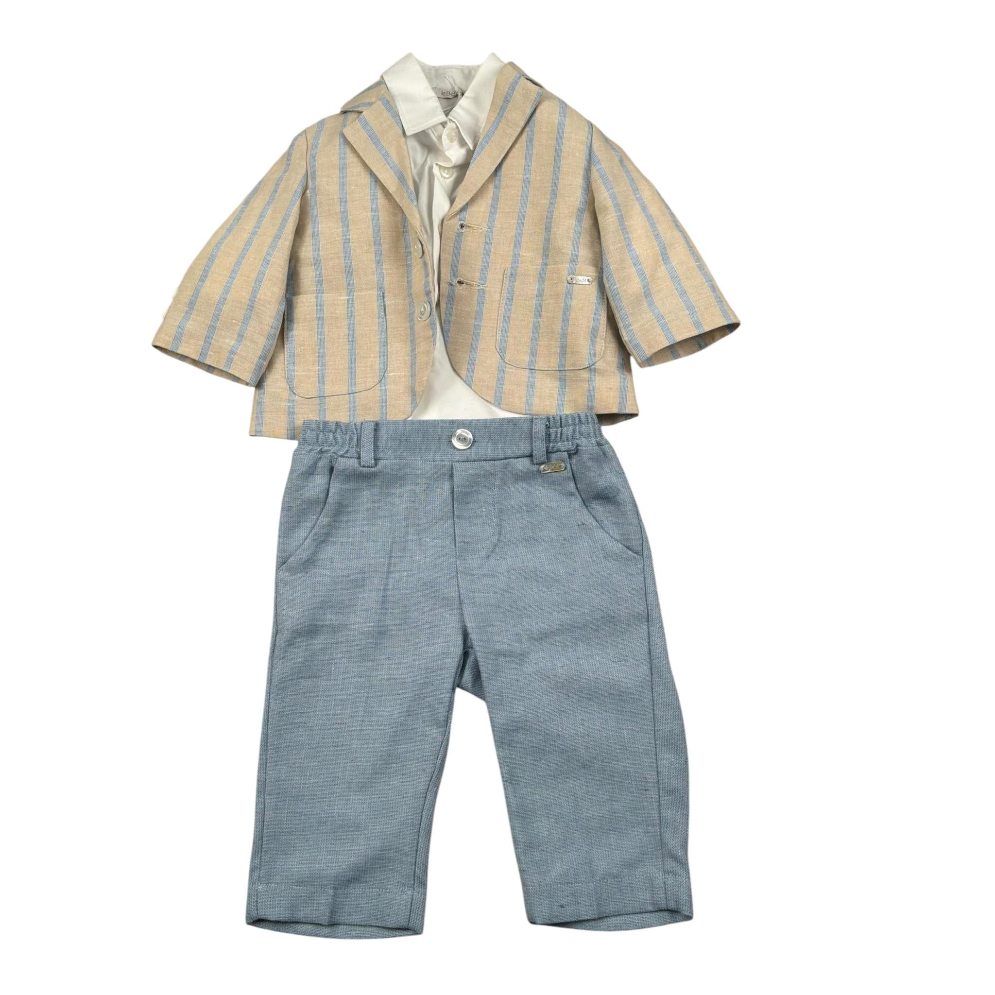 Le Bebe Completo 3 Pezzi Giacca-Camicia-Pantalone per Neonato LBB4933 BEIGE LE BEBE 