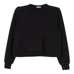 LIU JO felpa chiusa girocollo tinta unita con stampa  Nero per Bambina GF4161X NERO LIU JO 