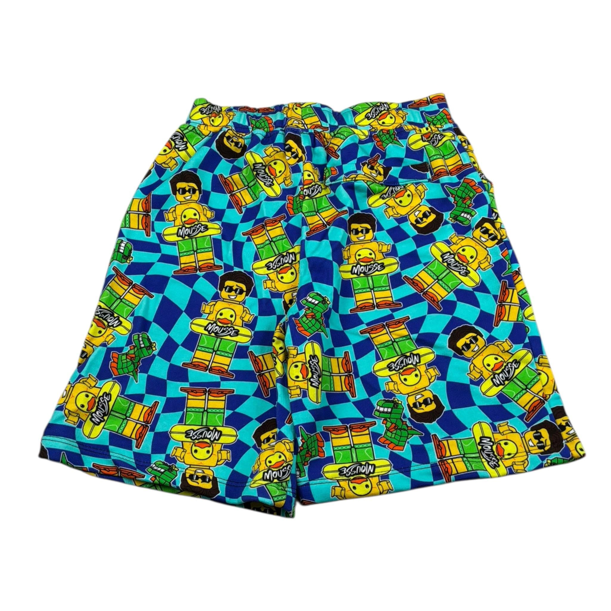 Mousse Bermuda Tinta Unita con Stampa E Elastico In Vita per Bambino DINOBEACHBE VERDE ACQUA MOUSSE 