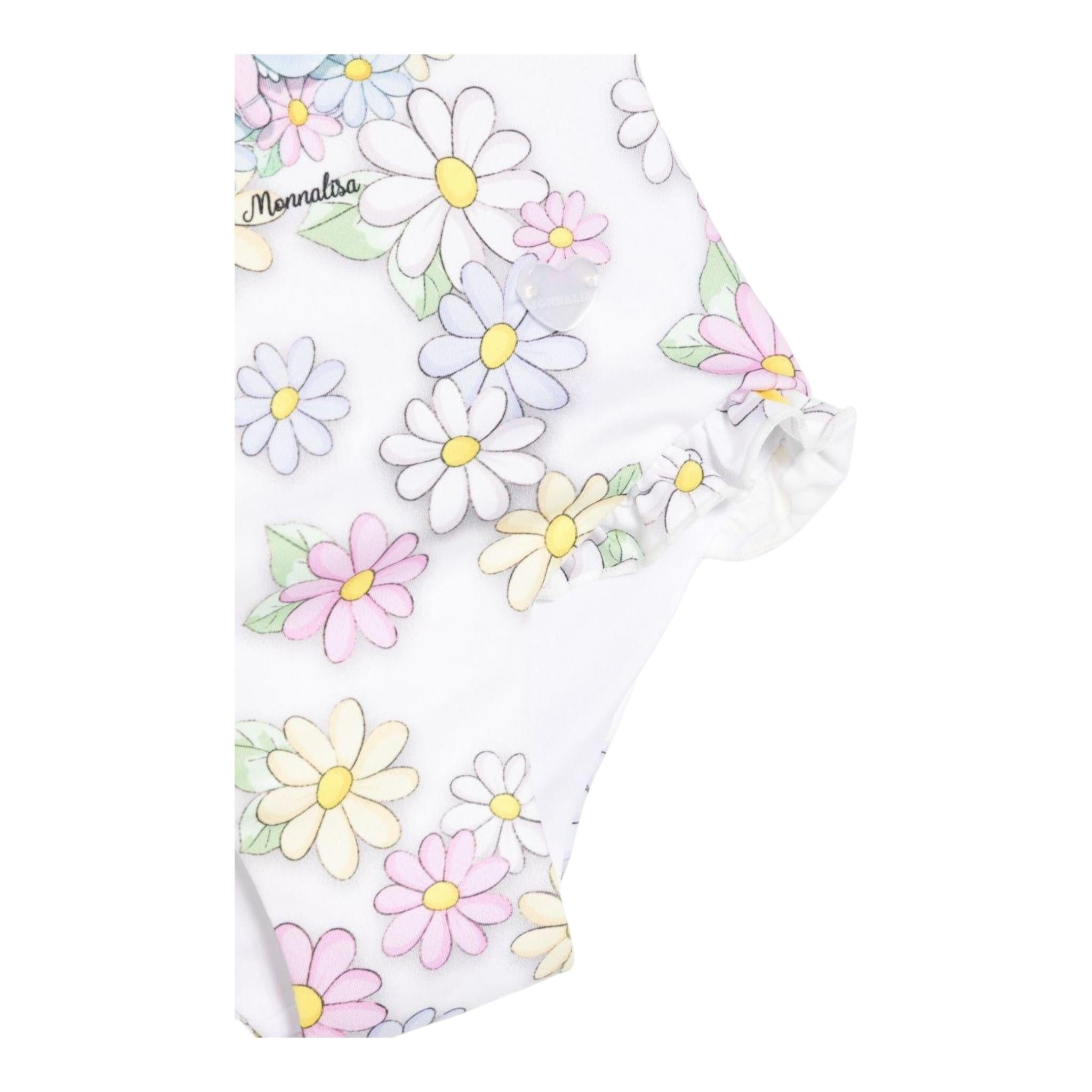 Monnalisa Costume Intero Tinta Unita con Stampa per Neonata 39E045 BIANCO MONNALISA 