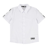 Dropseason2 Camicia Mezza Manica Tinta Unita con Logo per Bambino K048 BIANCO DROPSEASON2 