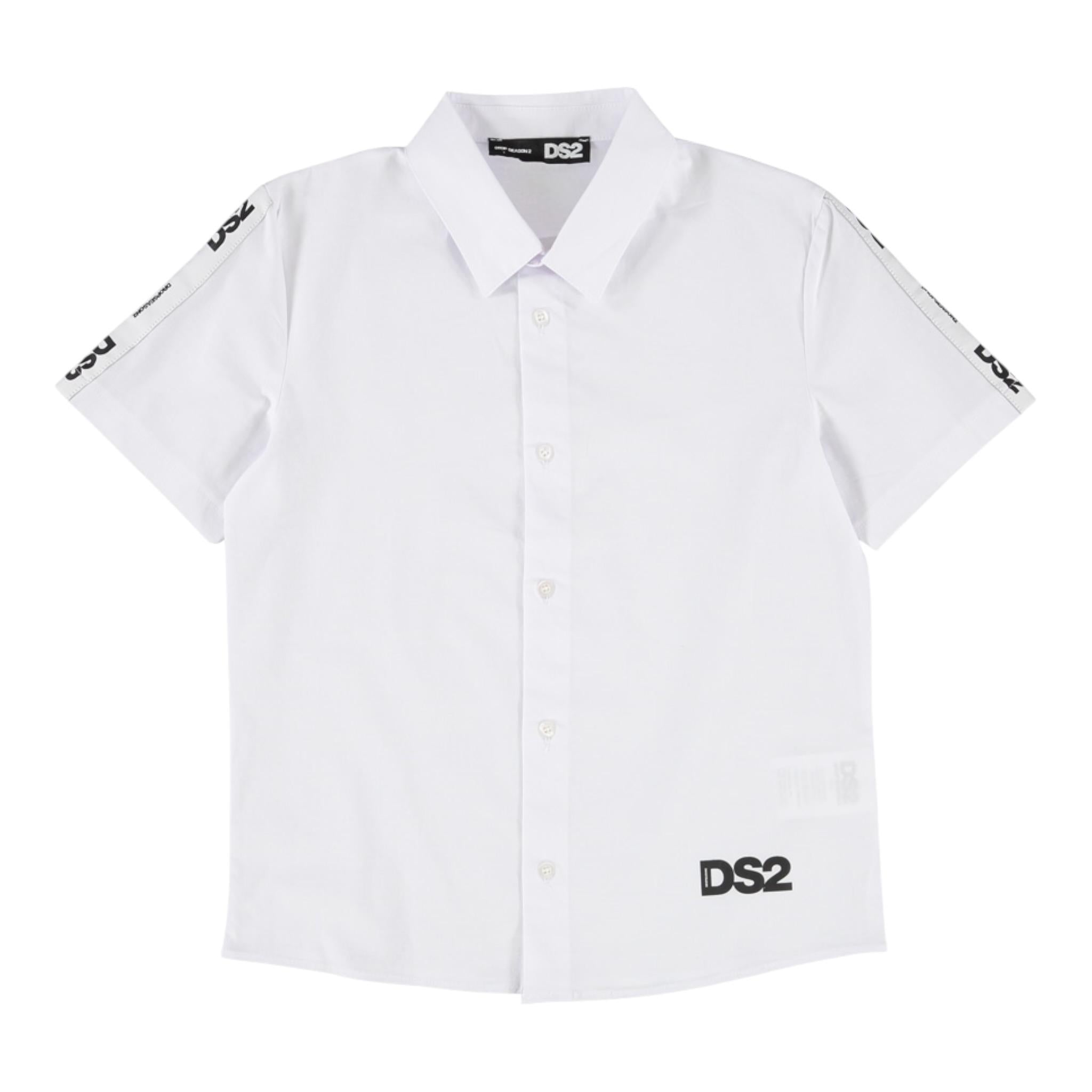 Dropseason2 Camicia Mezza Manica Tinta Unita con Logo per Bambino K048 BIANCO DROPSEASON2 