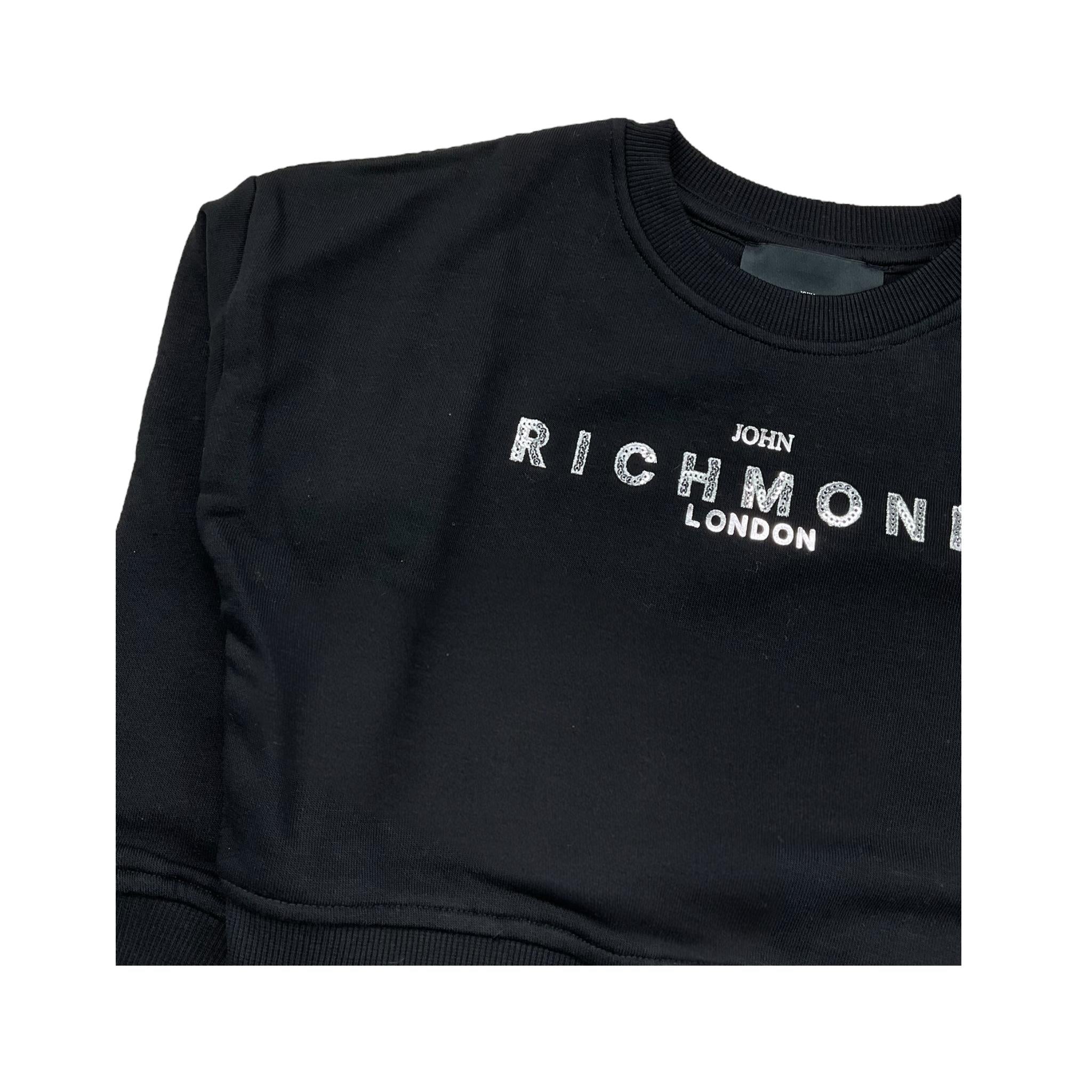 JOHN RICHMOND felpa tinta unita girocollo con stampa Nero per Bambina RGA24053FEJX NERO JOHN RICHMOND 