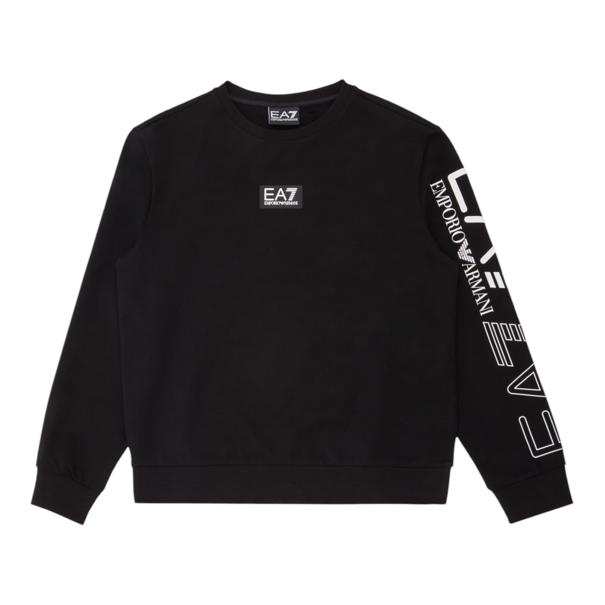EMPORIO ARMANI felpa tinta unita girocollo con stampa Nero per Bambino 6DBM66 NERO EMPORIO ARMANI 