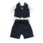 Never Too Completo 4 Pezzi Camicia-Bermuda-Gilet-Papillion per Bambino GM2242NJ BLU NEVER TOO 