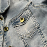 Lu Lu By Miss Grant Giubbino In Denim Tinta Unita con Bottoni per Bambina LL3375 AZZURRO LU LU BY MISS GRANT 