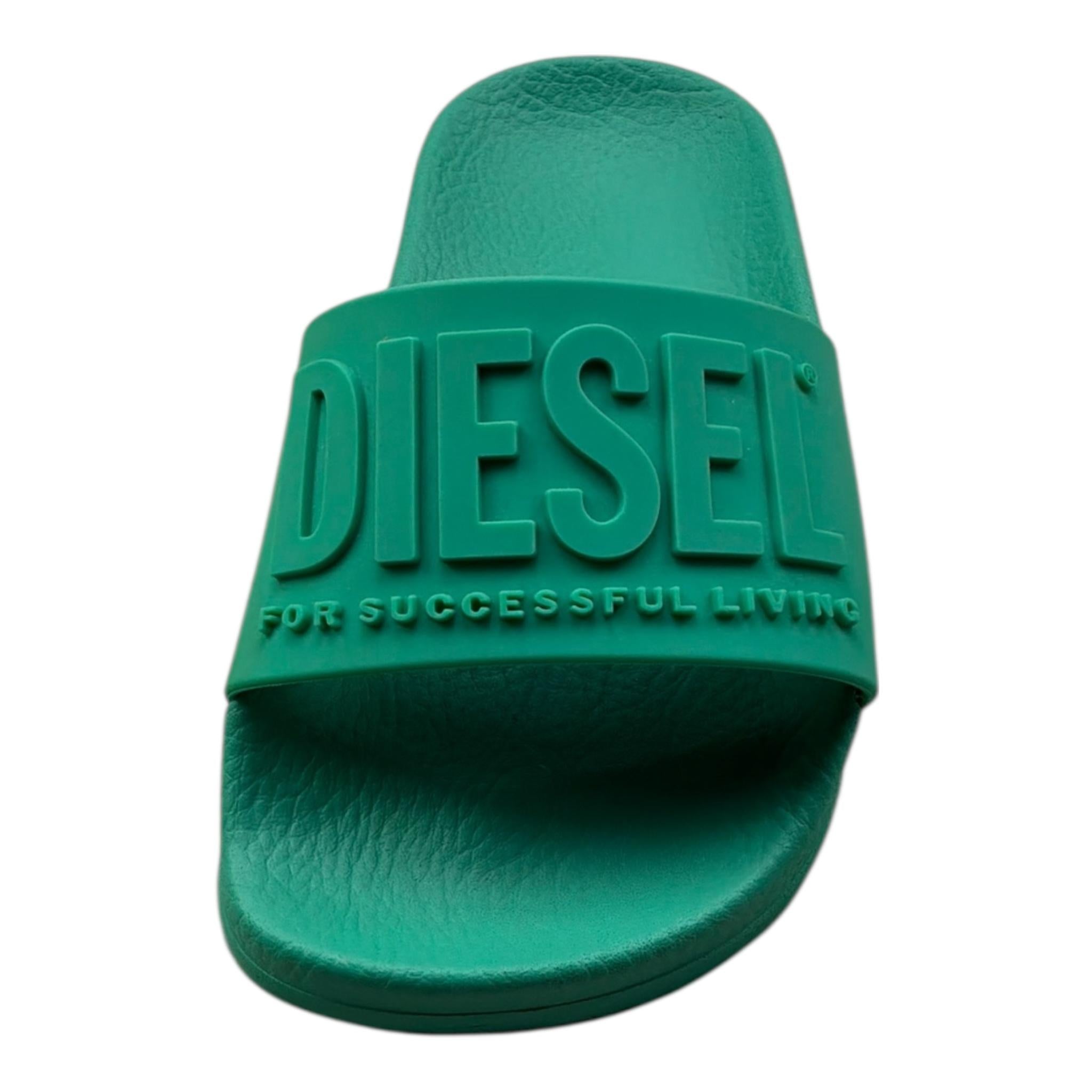 Diesel Ciabatta Tinta Unita con Logo per Bambino CIAB VERDE DIESEL 