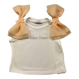 Miss Grant T-Shirt Girocollo Tinta Unita con Fiocchi In Contrasto per Bambina MG1232 BIANCO MISS GRANT 