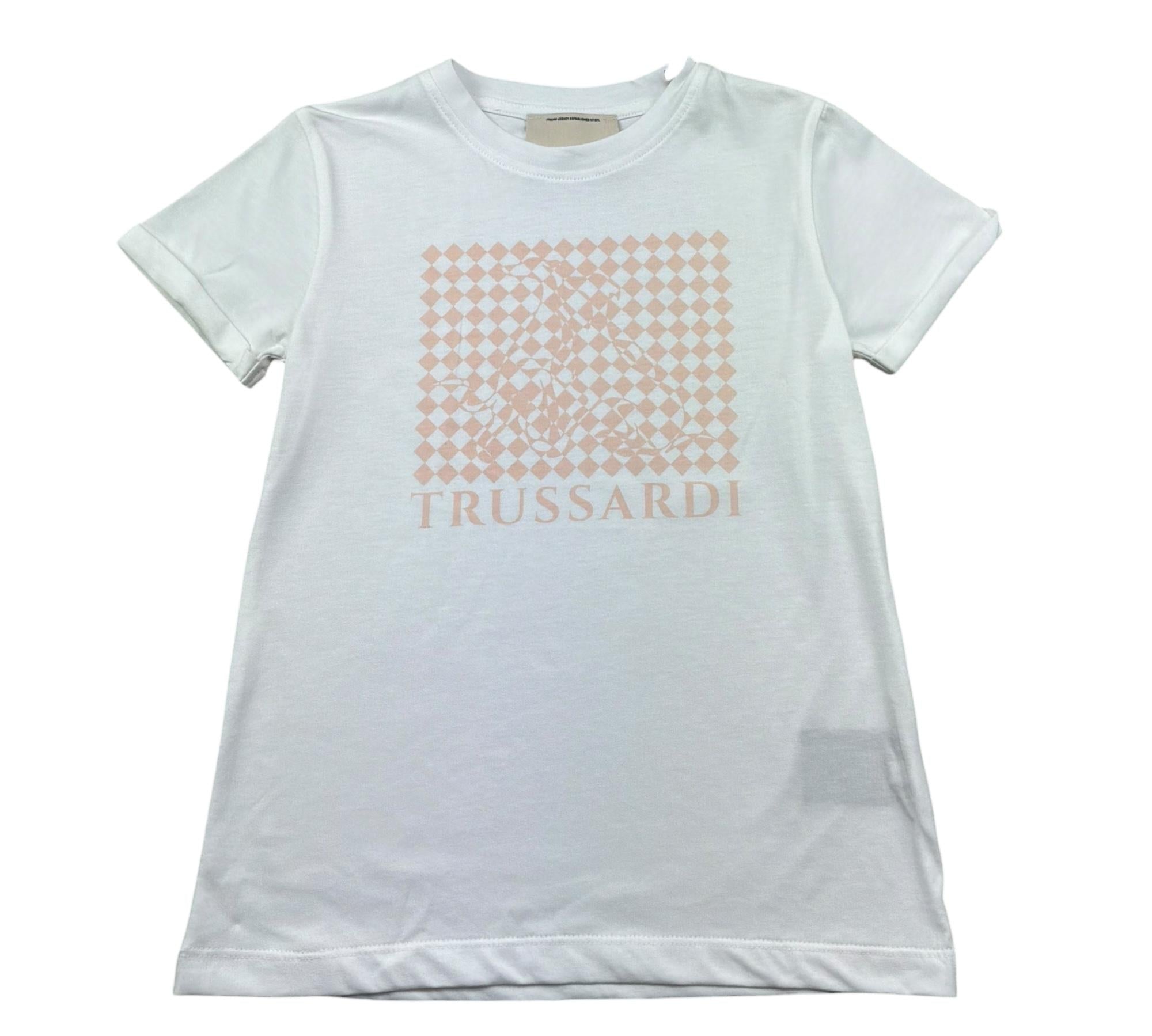 Trussardi T-Shirt Girocollo Tinta Unita con Stampa per Bambina TGP26055TS BIANCO TRUSSARDI 