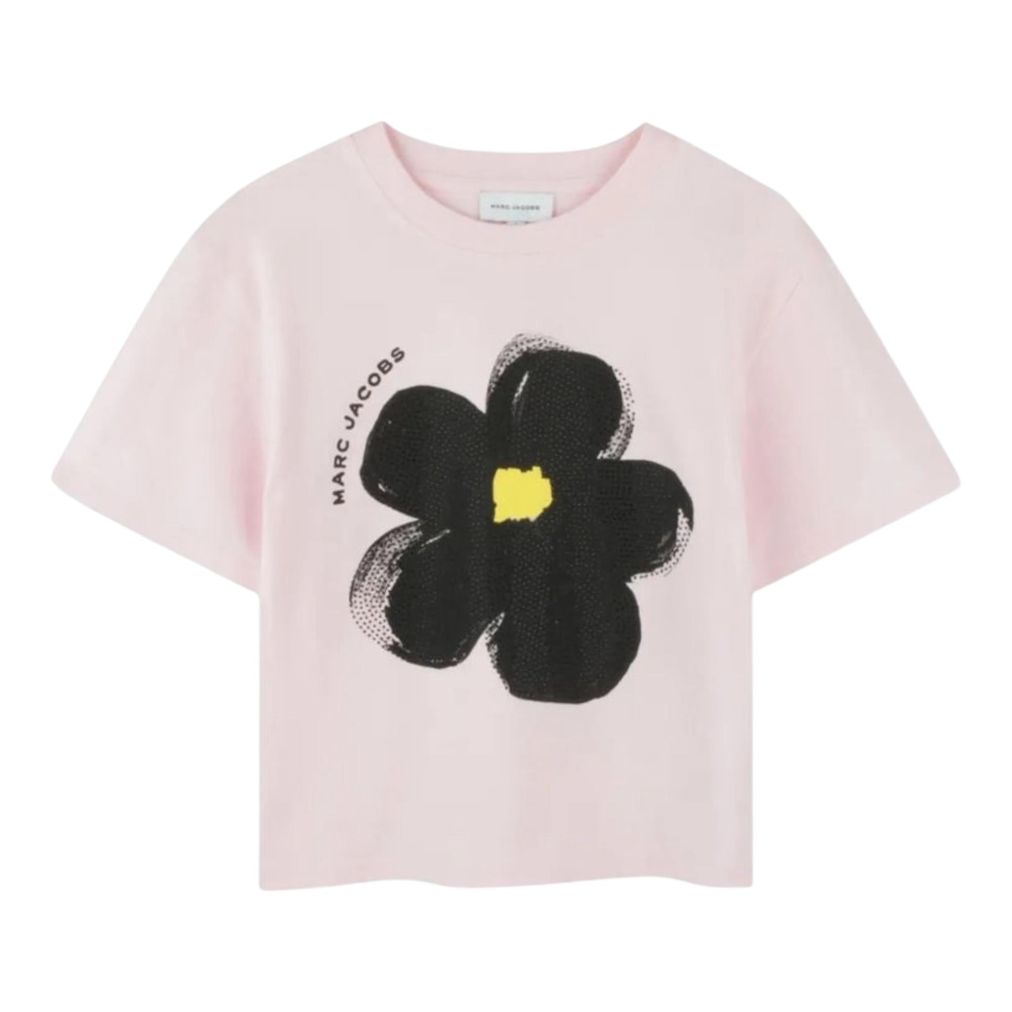 Marc Jacobs T-Shirt Girocollo Tinta Unita con Stampa per Neonata W60542N ROSA MARC JACOBS 
